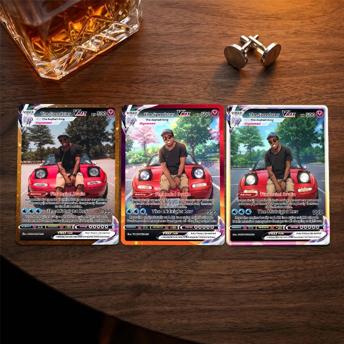 Custom Car Poke Cards - Personalized Vehicle Trading Card - Anime Portrait Gift for Car Guy & Gearhead - YPC-312