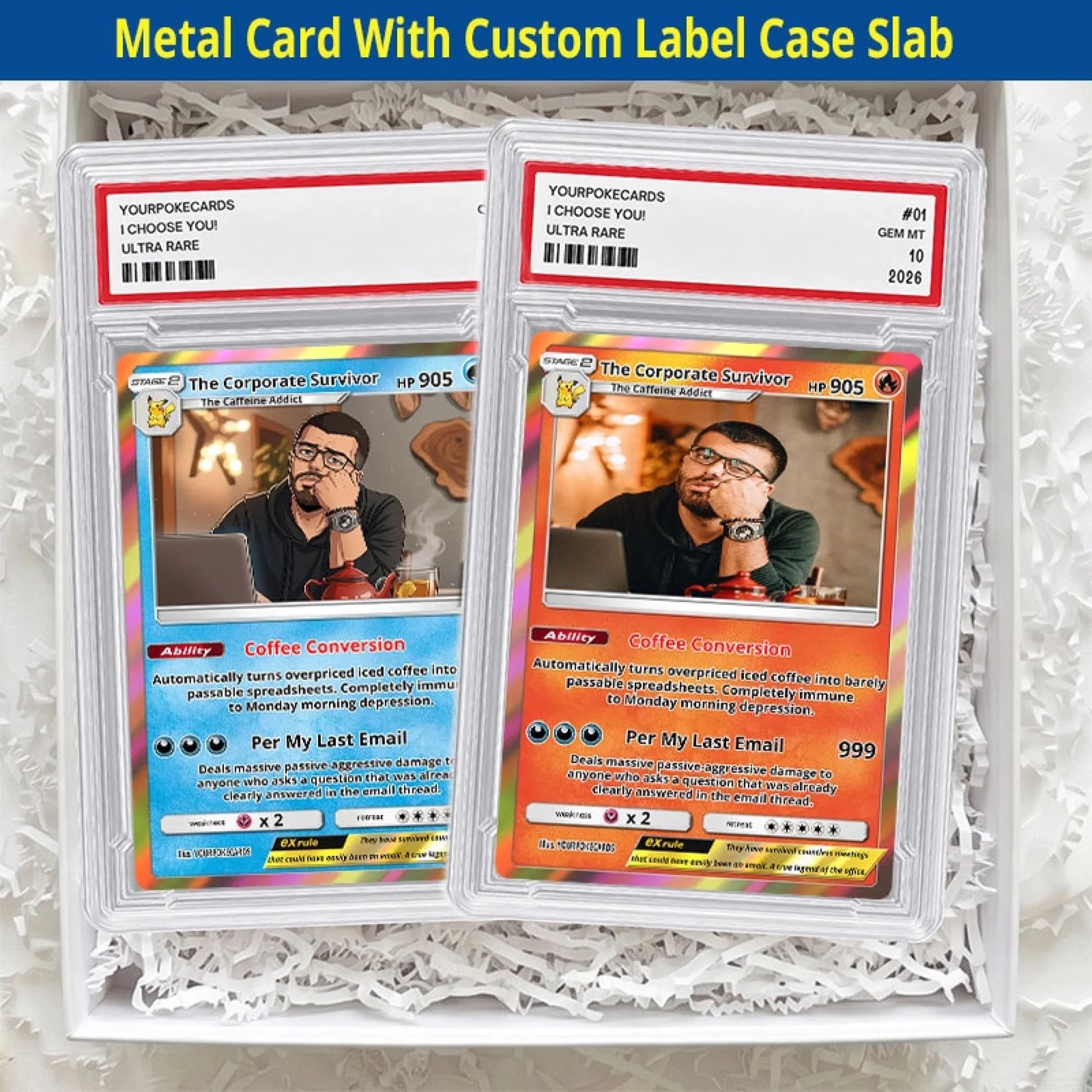 Funny Custom Coworker Poke Cards - Personalized Boss Trading Card - Office Farewell Anime Portrait Gift - YPC-325