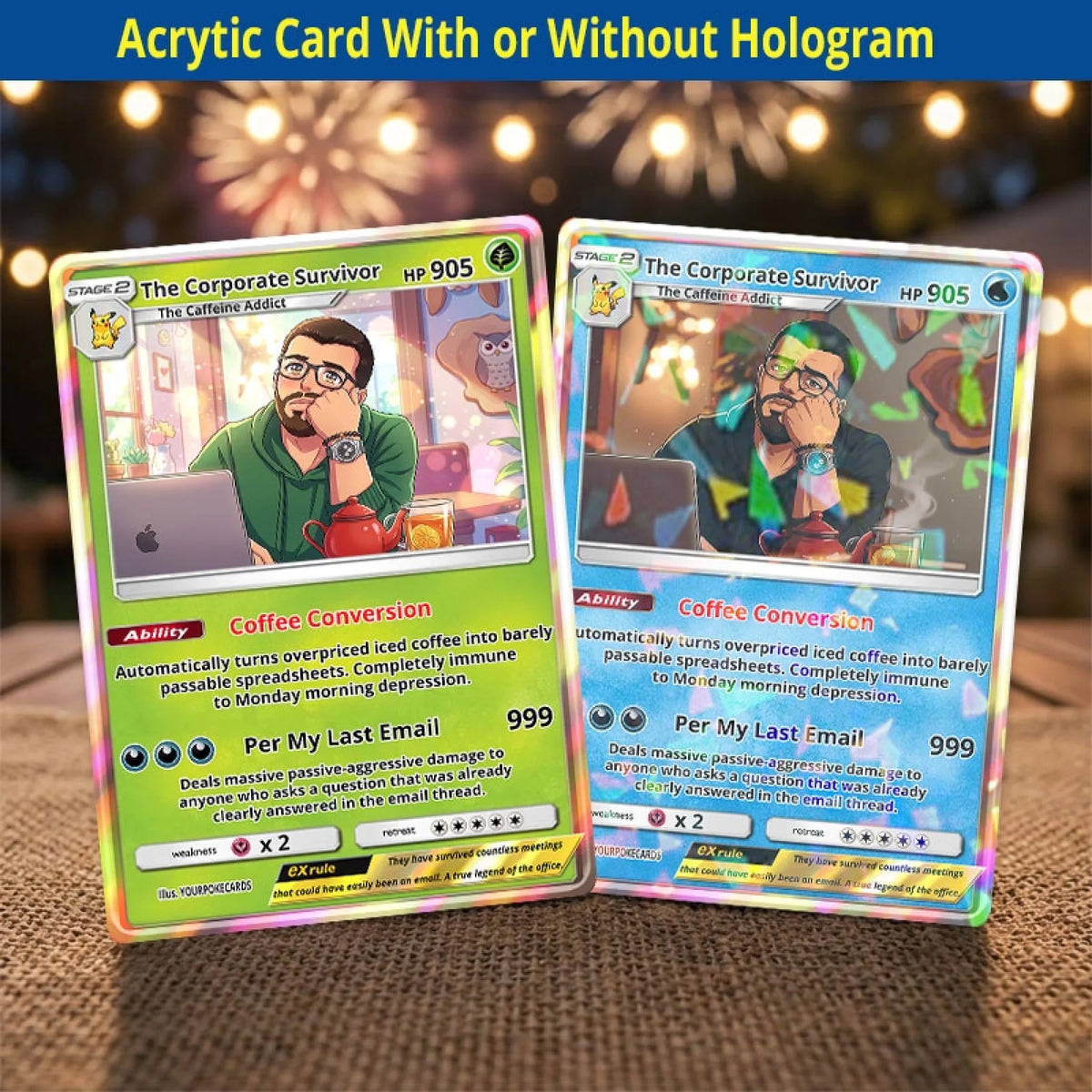 Funny Custom Coworker Poke Cards - Personalized Boss Trading Card - Office Farewell Anime Portrait Gift - YPC-321