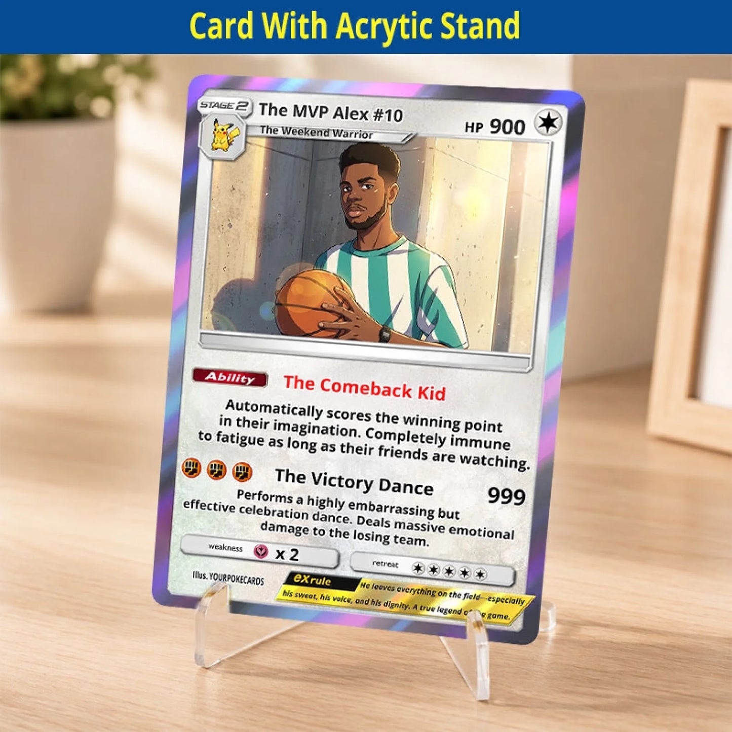 Custom Sports Poke Cards - Personalized Athlete Trading Card - Anime Portrait Gift For Him - YPC-334