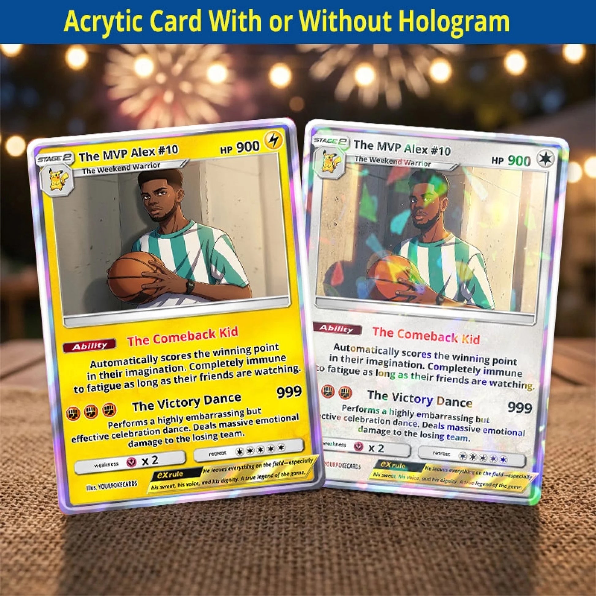Custom Sports Poke Cards - Personalized Athlete Trading Card - Anime Portrait Gift For Him - YPC-335