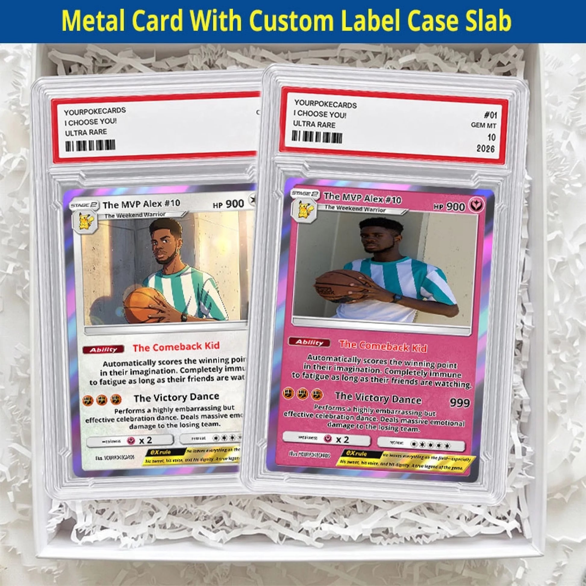 Custom Sports Poke Cards - Personalized Athlete Trading Card - Anime Portrait Gift For Him - YPC-331