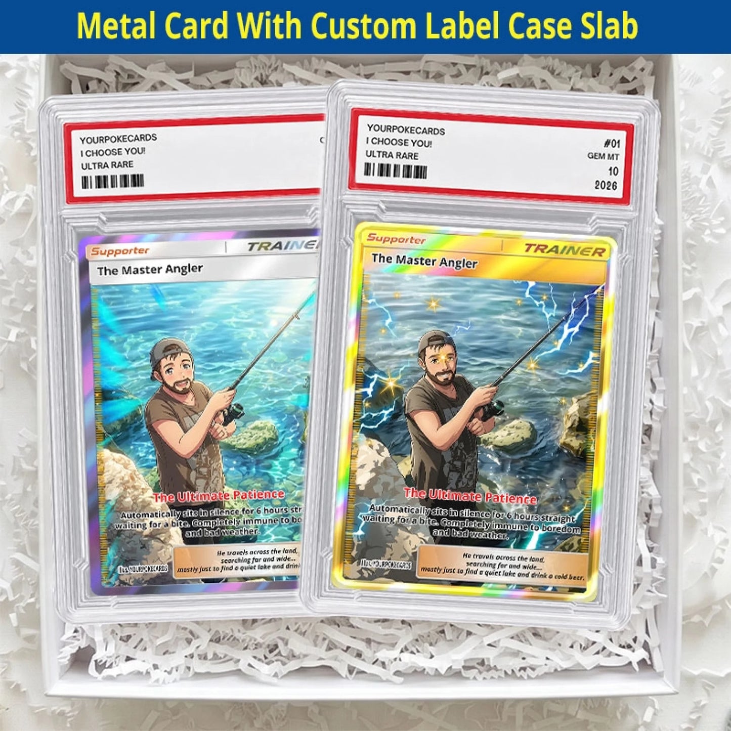 Custom Fishing Poke Cards - Personalized Fisherman Trading Card - Anime Portrait Gift For Him - YPC-345