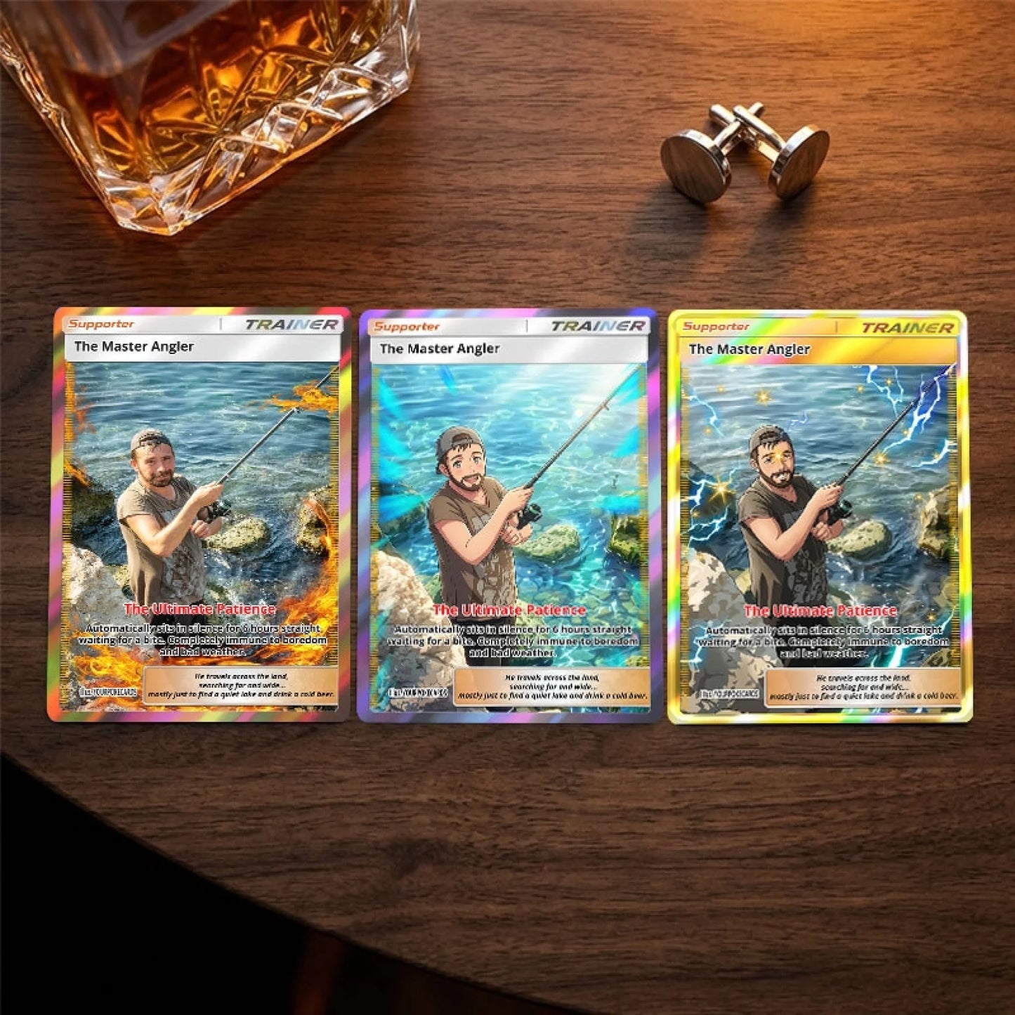 Custom Fishing Poke Cards - Personalized Fisherman Trading Card - Anime Portrait Gift For Him - YPC-342