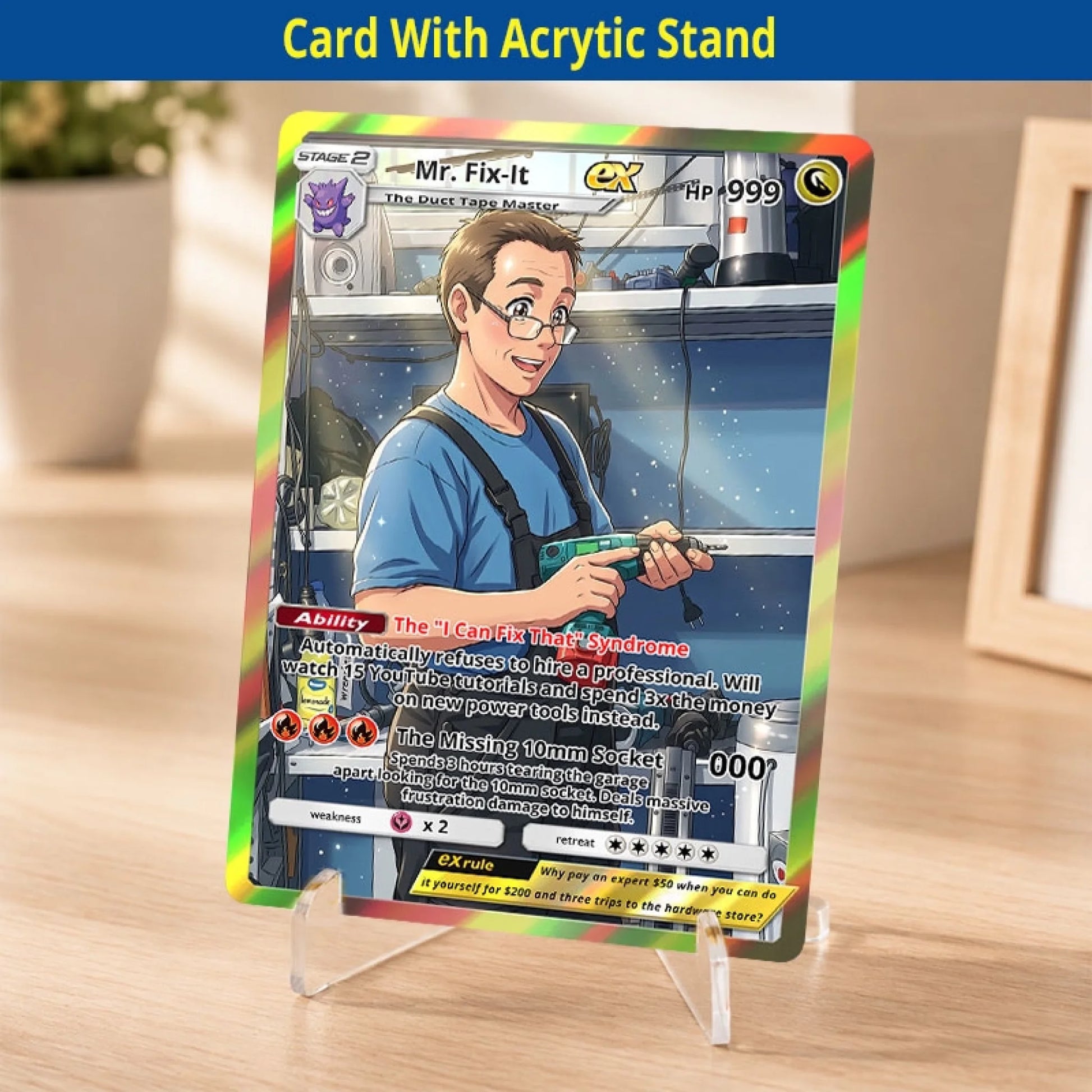 Custom Handyman Poke Cards - Personalized Mr. Fix-It Trading Card - Funny DIY Dad & Boyfriend Gift - YPC-356