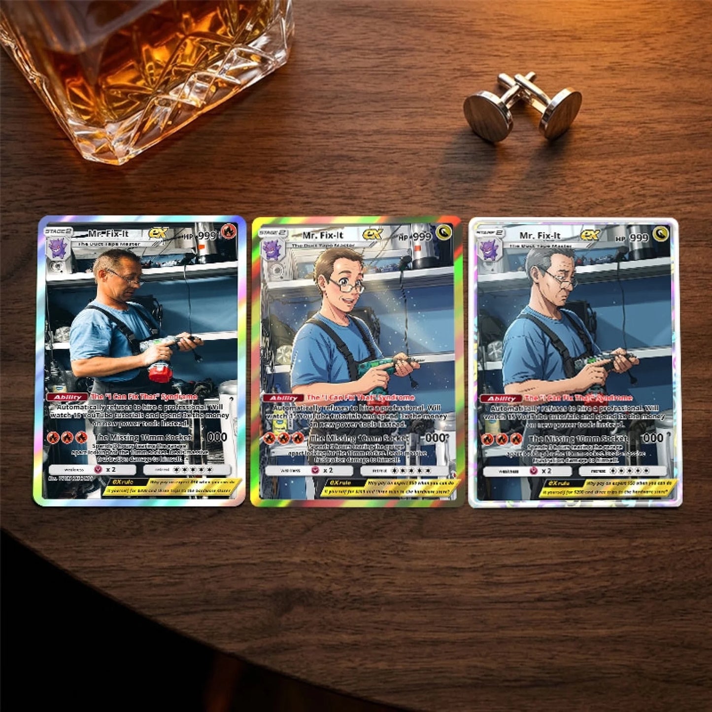 Custom Handyman Poke Cards - Personalized Mr. Fix-It Trading Card - Funny DIY Dad & Boyfriend Gift - YPC-353