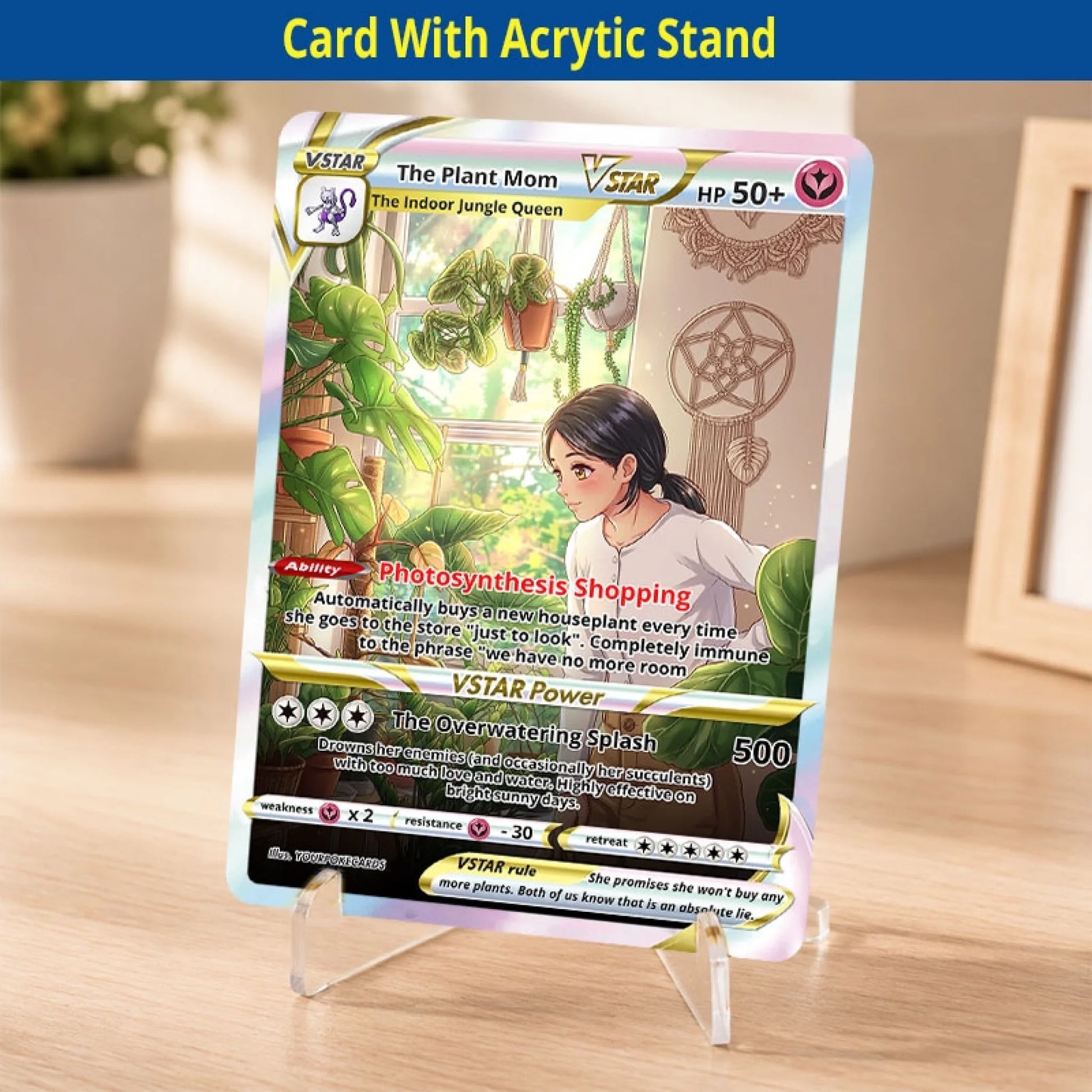 Custom Plant Mom Poke Cards - Personalized Plant Lover Trading Card - Funny Anime Portrait Gift For Her - YPC-365