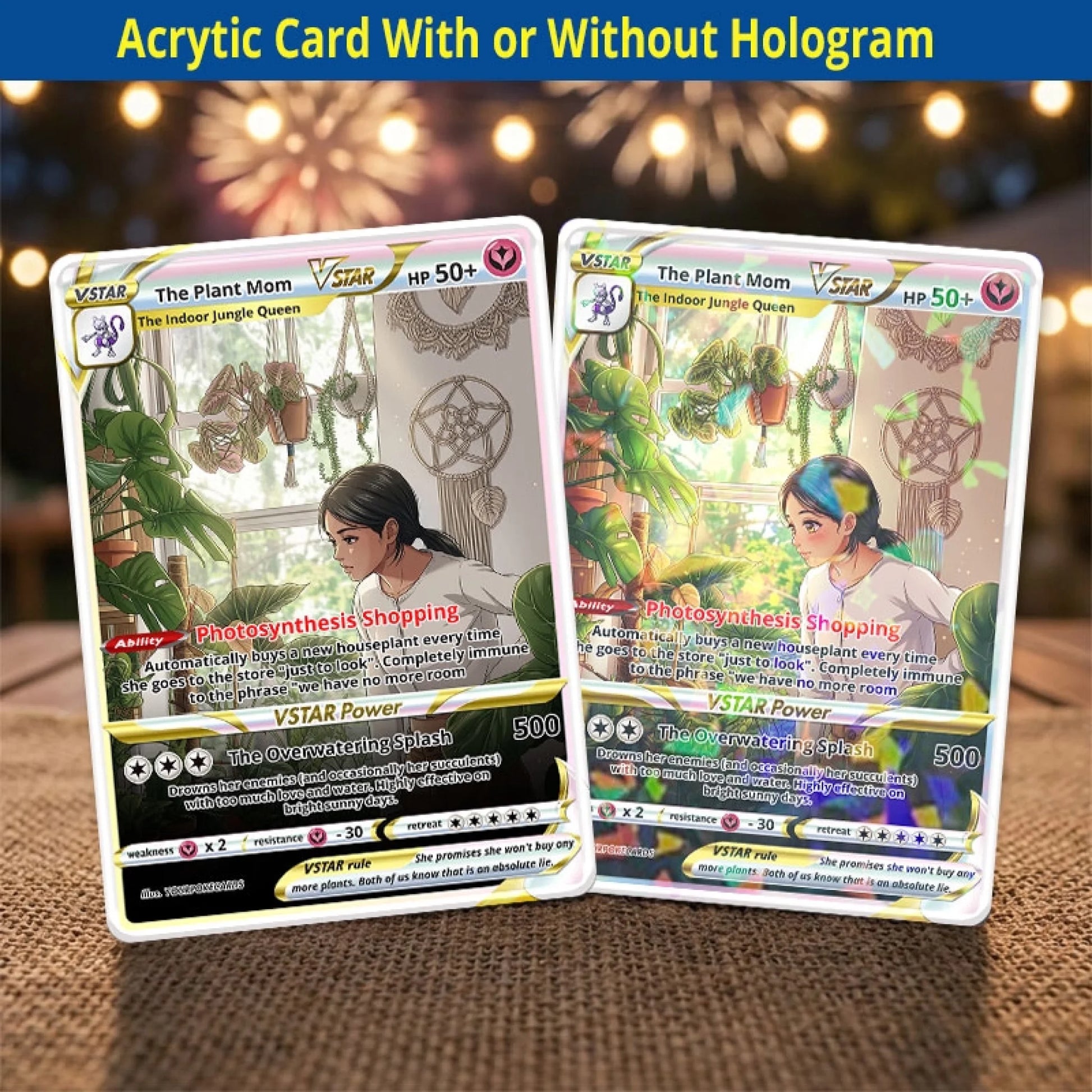 Custom Plant Mom Poke Cards - Personalized Plant Lover Trading Card - Funny Anime Portrait Gift For Her - YPC-366