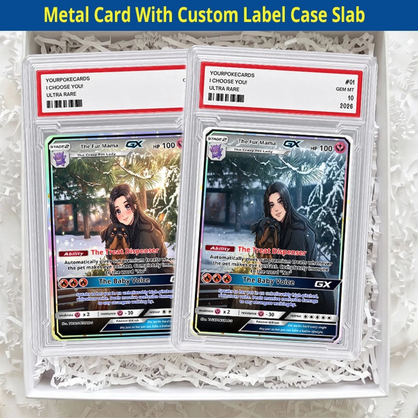 Custom Dog & Cat Mom Poke Cards - Personalized Fur Mama Trading Card - Anime Pet Portrait Gift For Her - YPC-405