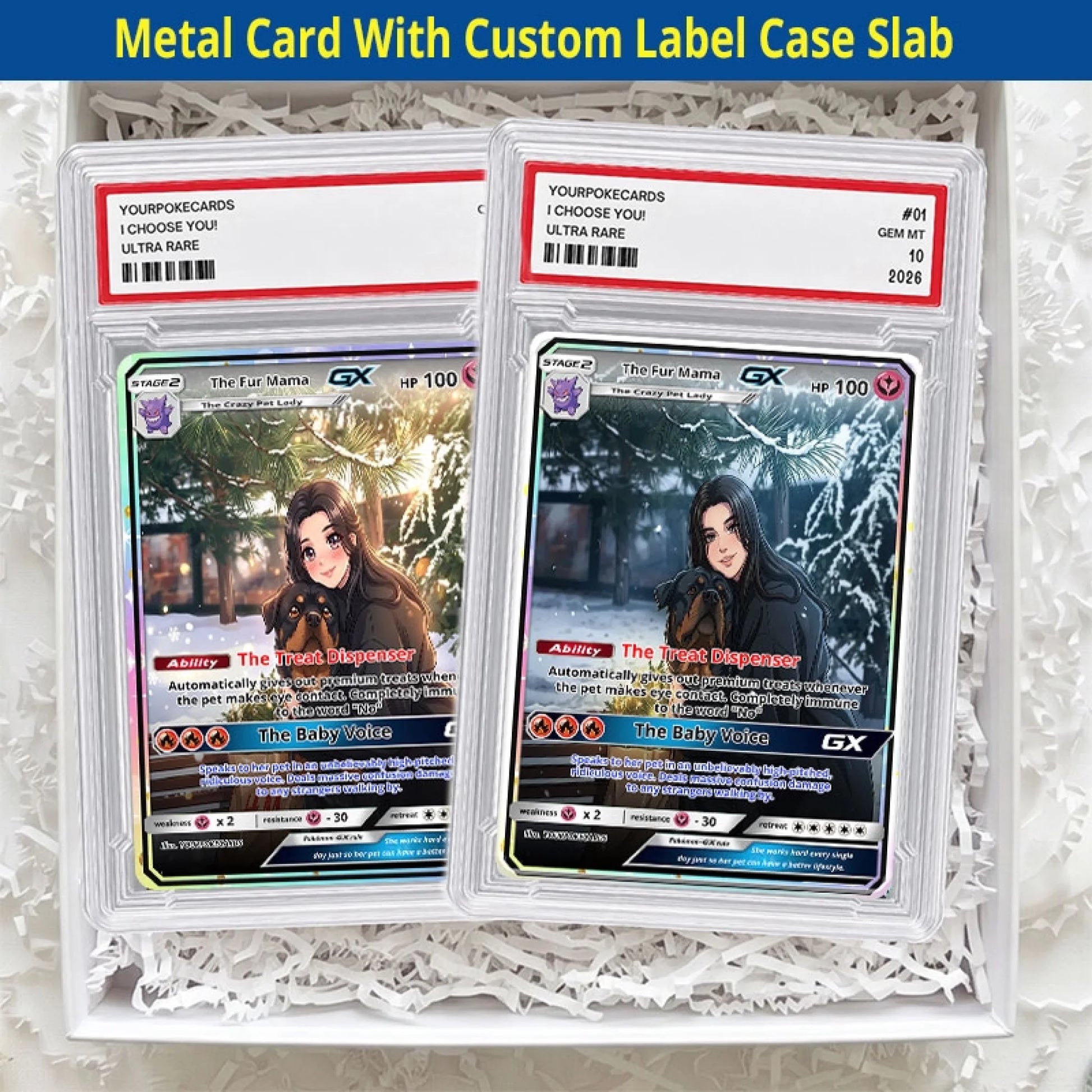 Custom Dog & Cat Mom Poke Cards - Personalized Fur Mama Trading Card - Anime Pet Portrait Gift For Her - YPC-405