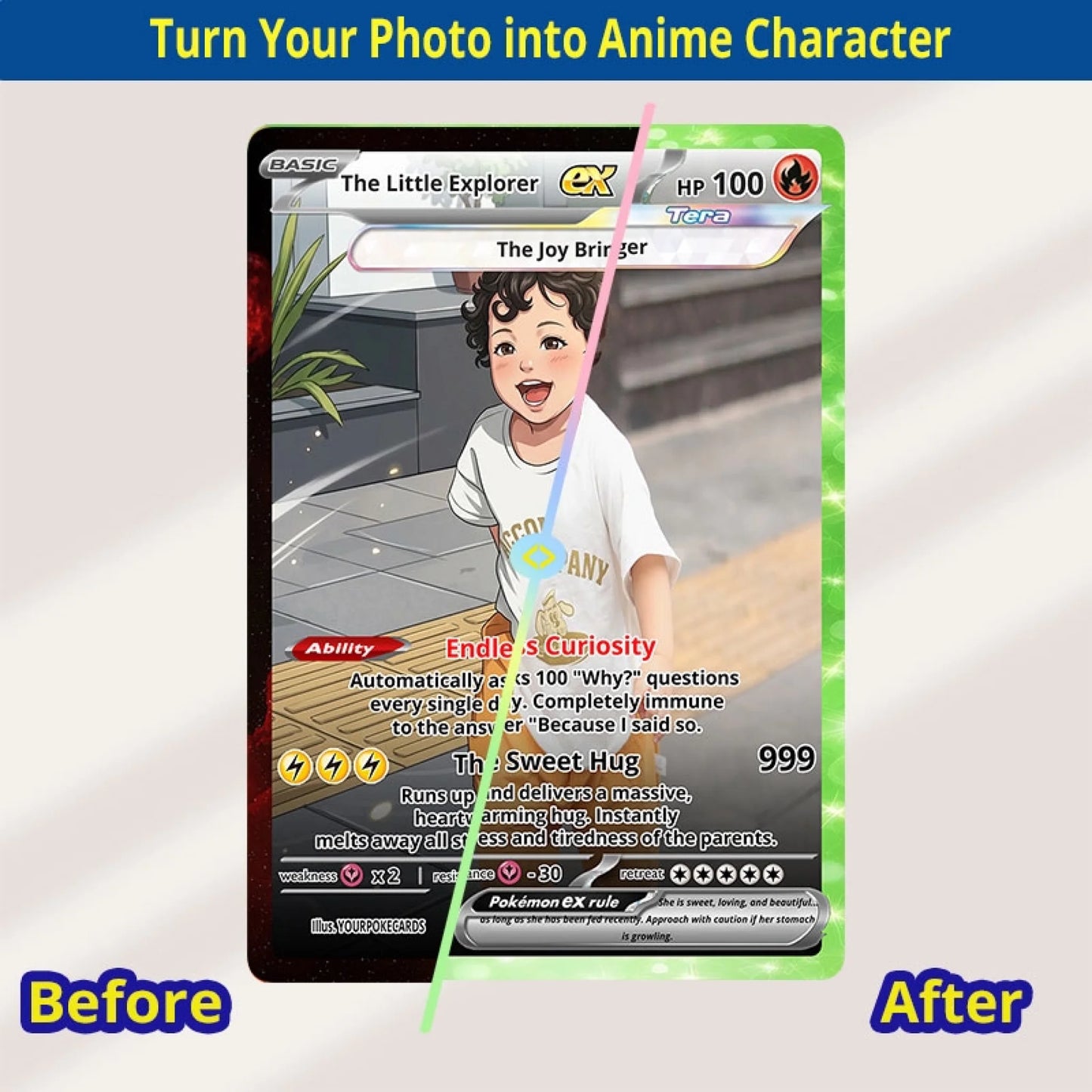 Custom Pokemon Cards Birthday Gift For Kid, Personalized Pokemon Card Custom Animated Style, Customizable Pokemon Cards - YPC-43 (5)