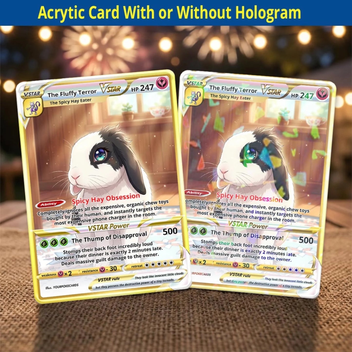 Custom Pokemon Cards Funny Bunny Gift, Personalized Pokemon Card Custom Animated Style, Customizable Pokemon Cards - YPC-53 (1)