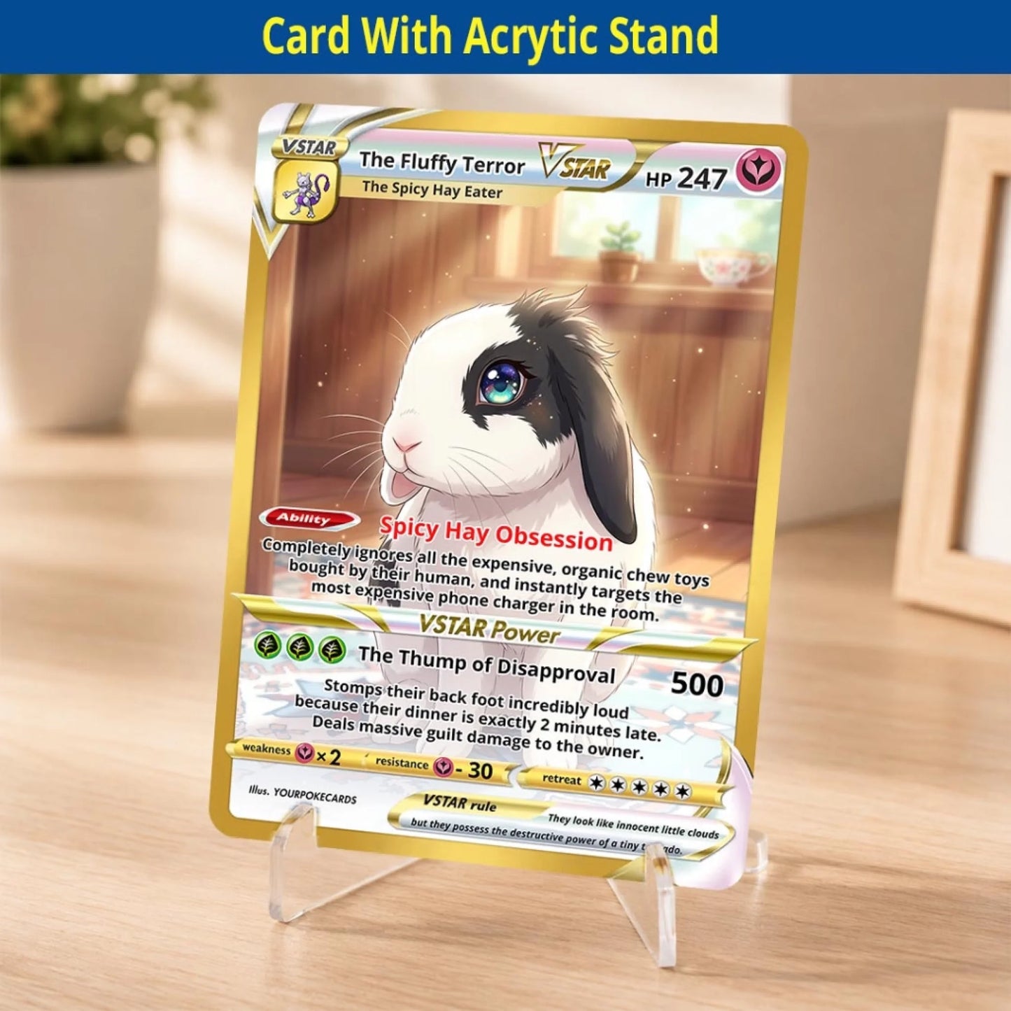 Custom Pokemon Cards Funny Bunny Gift, Personalized Pokemon Card Custom Animated Style, Customizable Pokemon Cards - YPC-53 (5)