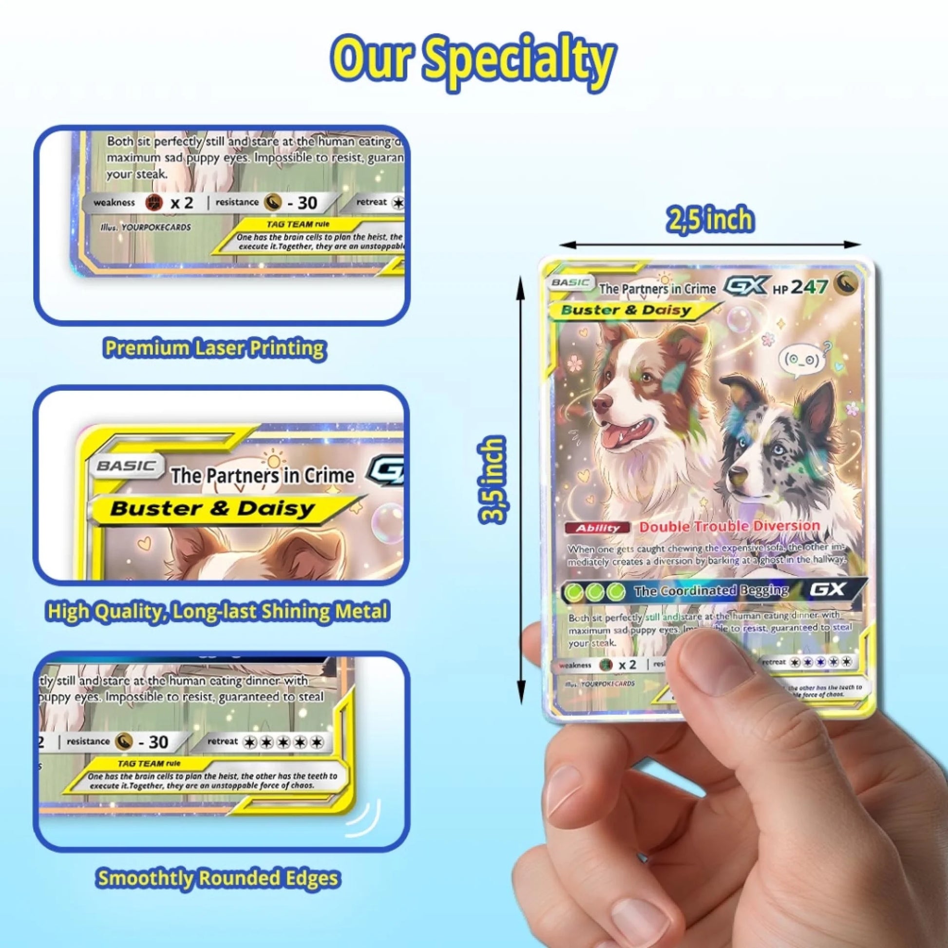 Pet Pokemon Cards Custom Funny Two Dogs Gift, Custom Pokemon Card Pet Animated Style, Customized Pokemon Cards - YPC-71 (1)