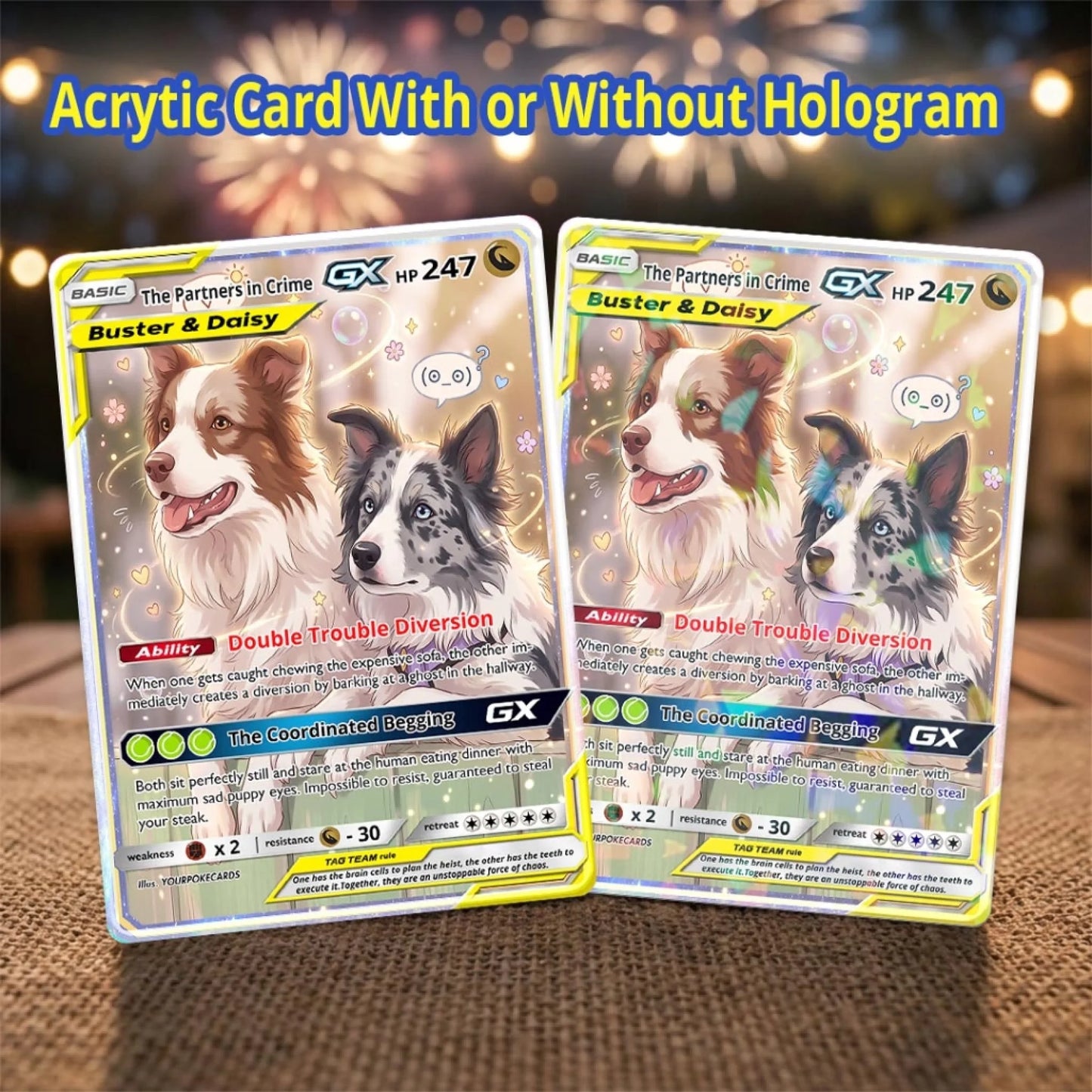 Pet Pokemon Cards Custom Funny Two Dogs Gift, Custom Pokemon Card Pet Animated Style, Customized Pokemon Cards - YPC-71 (2)
