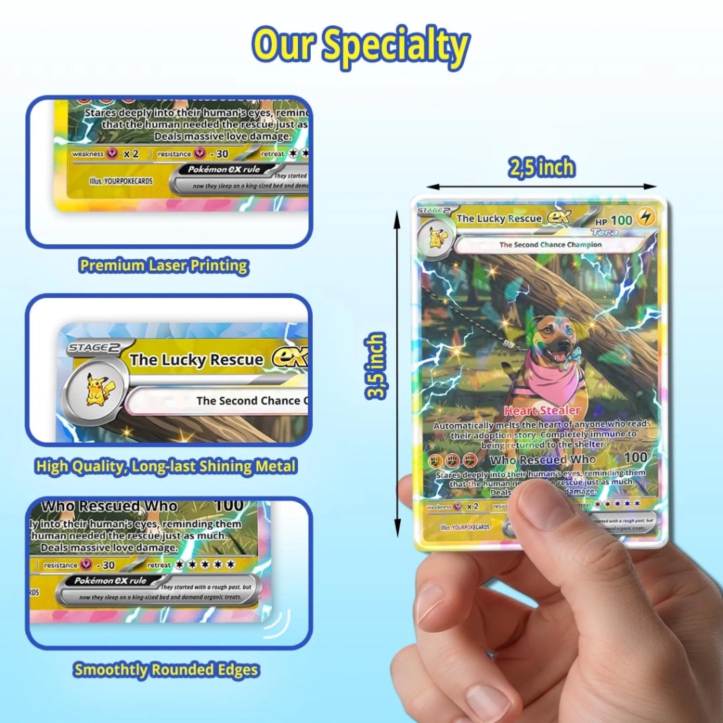 Custom Pokemon Cards Rescue Pet Gift, Personalized Pokemon Card Custom Animated Style, Customizable Pokemon Cards - YPC-56 (1)