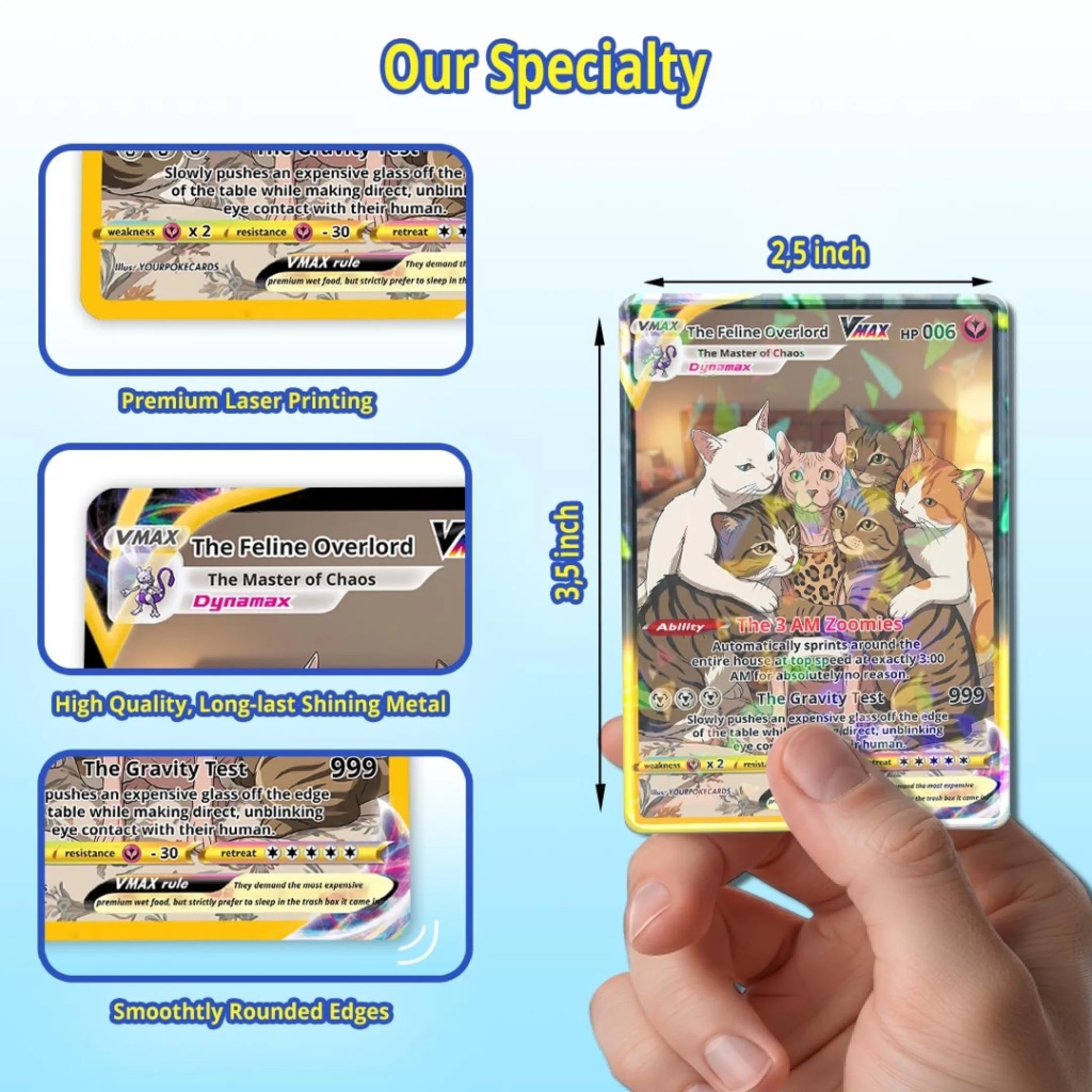 Custom Pokemon Cards Funny Cat Gift, Personalized Pokemon Card Custom Animated Style, Customizable Pokemon Cards - YPC-51 (1)