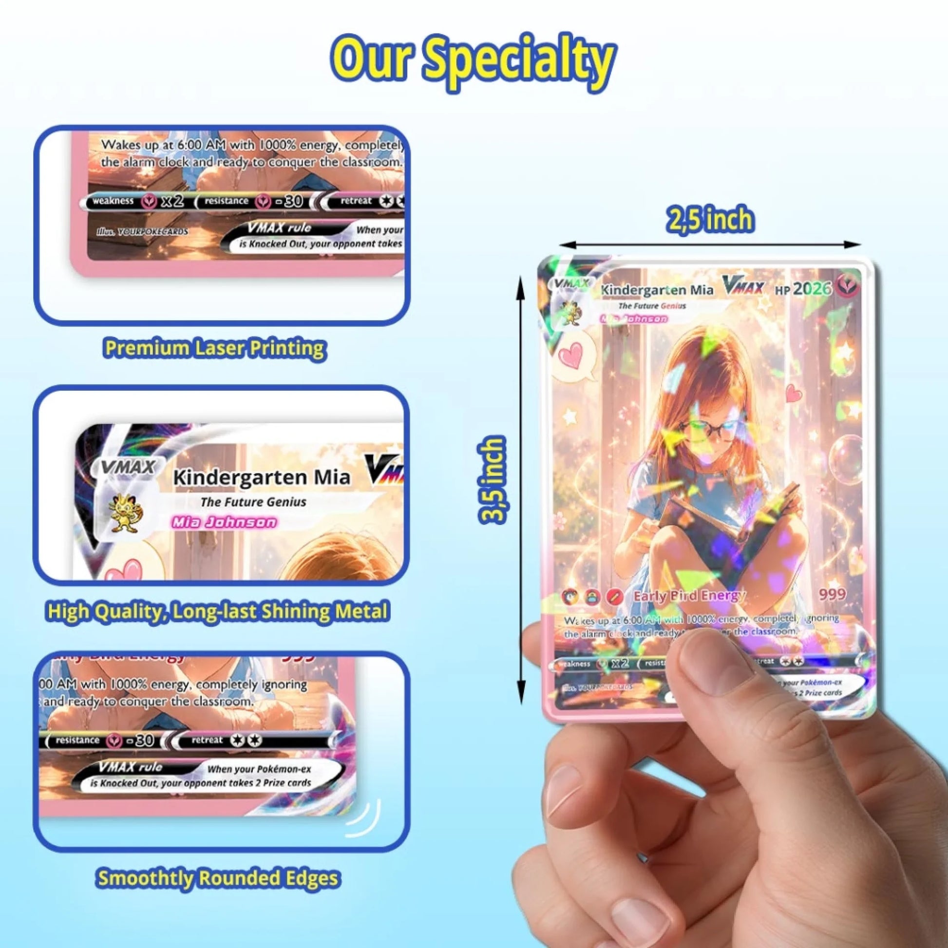 Back to School Custom Pokemon Card First Day of School Gift, Personalized Kids Milestone Trading Card - YPC-73 (1)