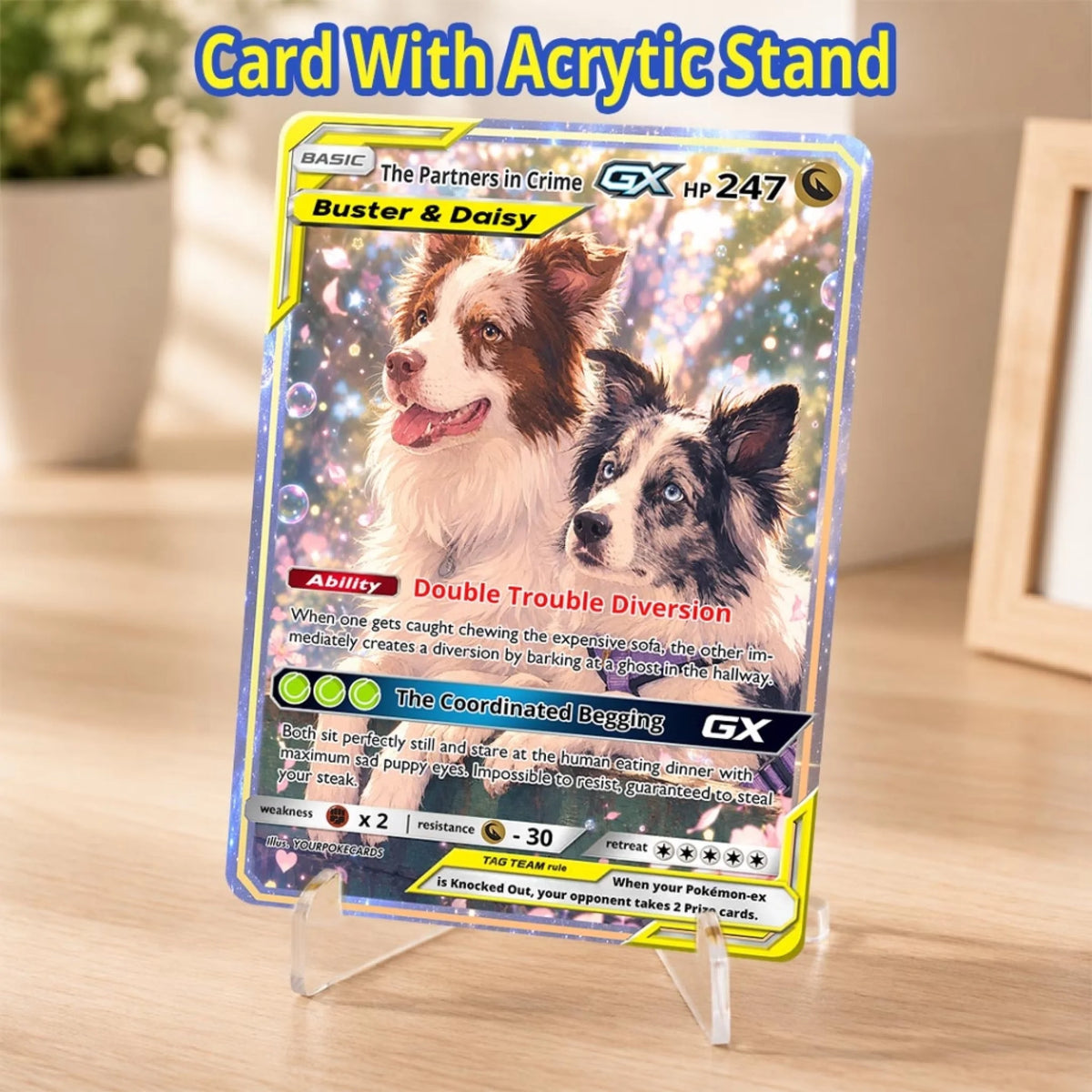 Pet Pokemon Cards Custom Funny Two Dogs Gift, Custom Pokemon Card Pet Animated Style, Customized Pokemon Cards - YPC-71 (5)