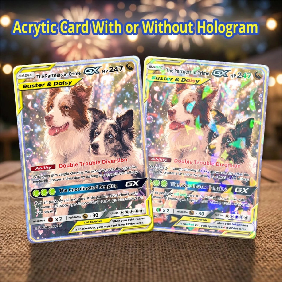 Pet Pokemon Cards Custom Funny Two Dogs Gift, Custom Pokemon Card Pet Animated Style, Customized Pokemon Cards - YPC-71 (1)