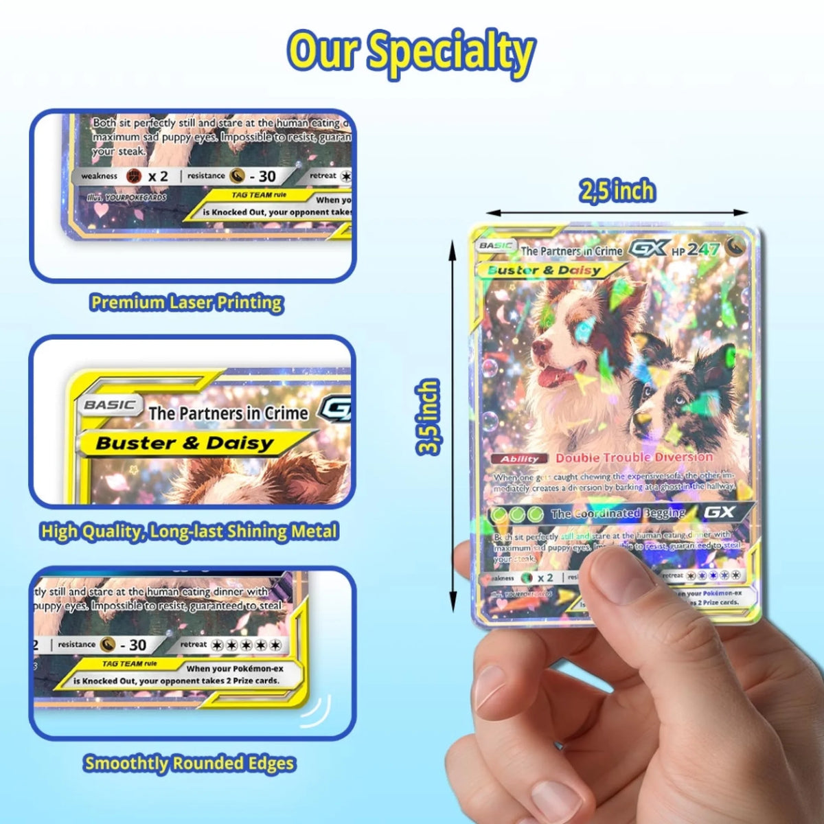 Pet Pokemon Cards Custom Funny Two Dogs Gift, Custom Pokemon Card Pet Animated Style, Customized Pokemon Cards - YPC-71 (6)