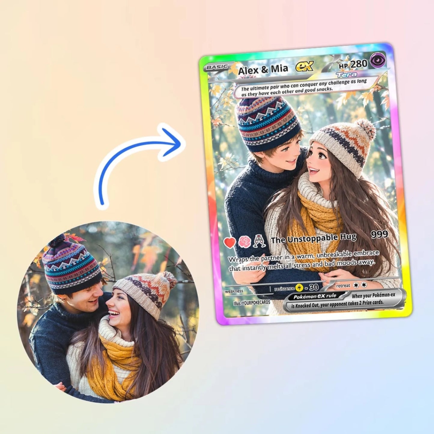 Custom Pokemon Card Couple Gift, Personalized Boyfriend Girlfriend Trading Card, Cute Relationship Keepsake - YPC-78 (3)