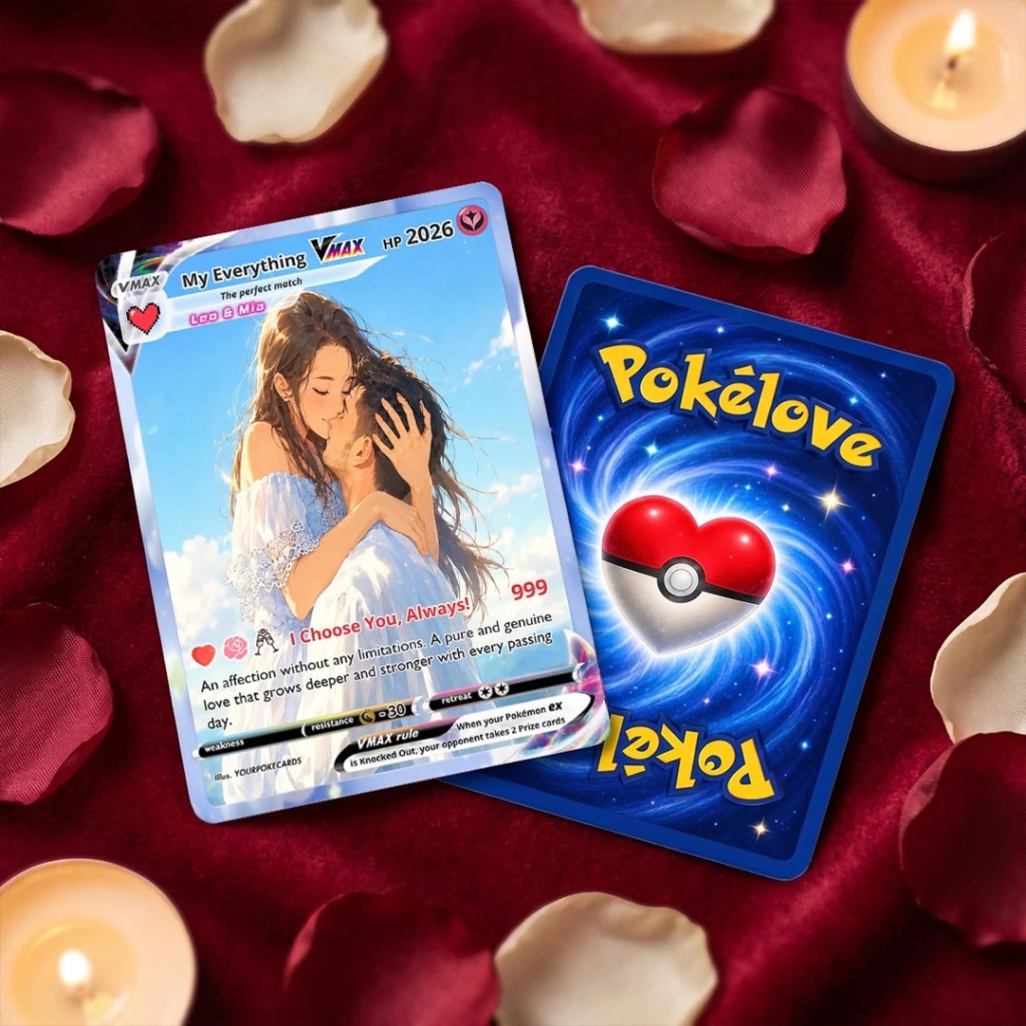 Custom Pokemon Card Couple Gift, Romantic Anniversary Keepsake, Personalized Boyfriend Girlfriend Trading Card - YPC-79 (4)