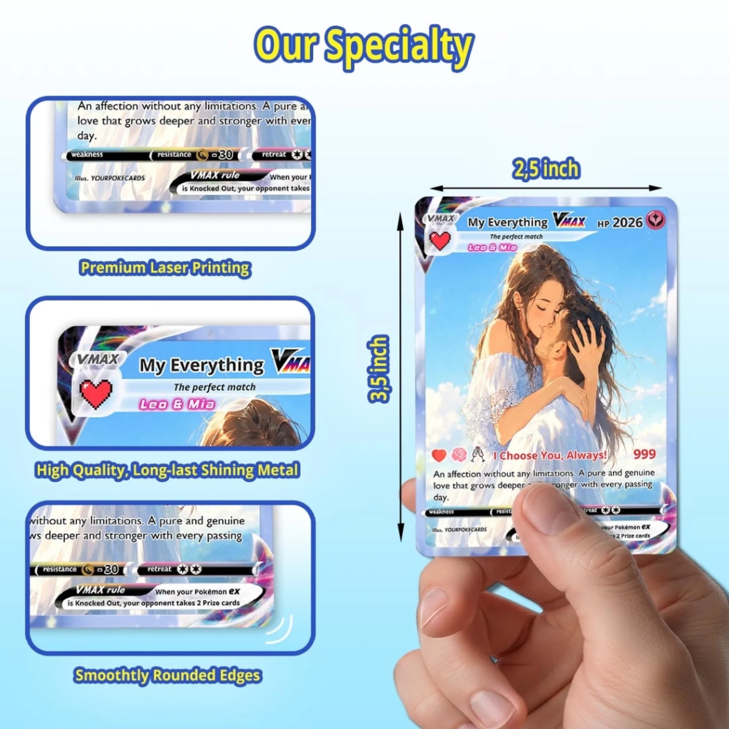 Custom Pokemon Card Couple Gift, Romantic Anniversary Keepsake, Personalized Boyfriend Girlfriend Trading Card - YPC-79 (1)