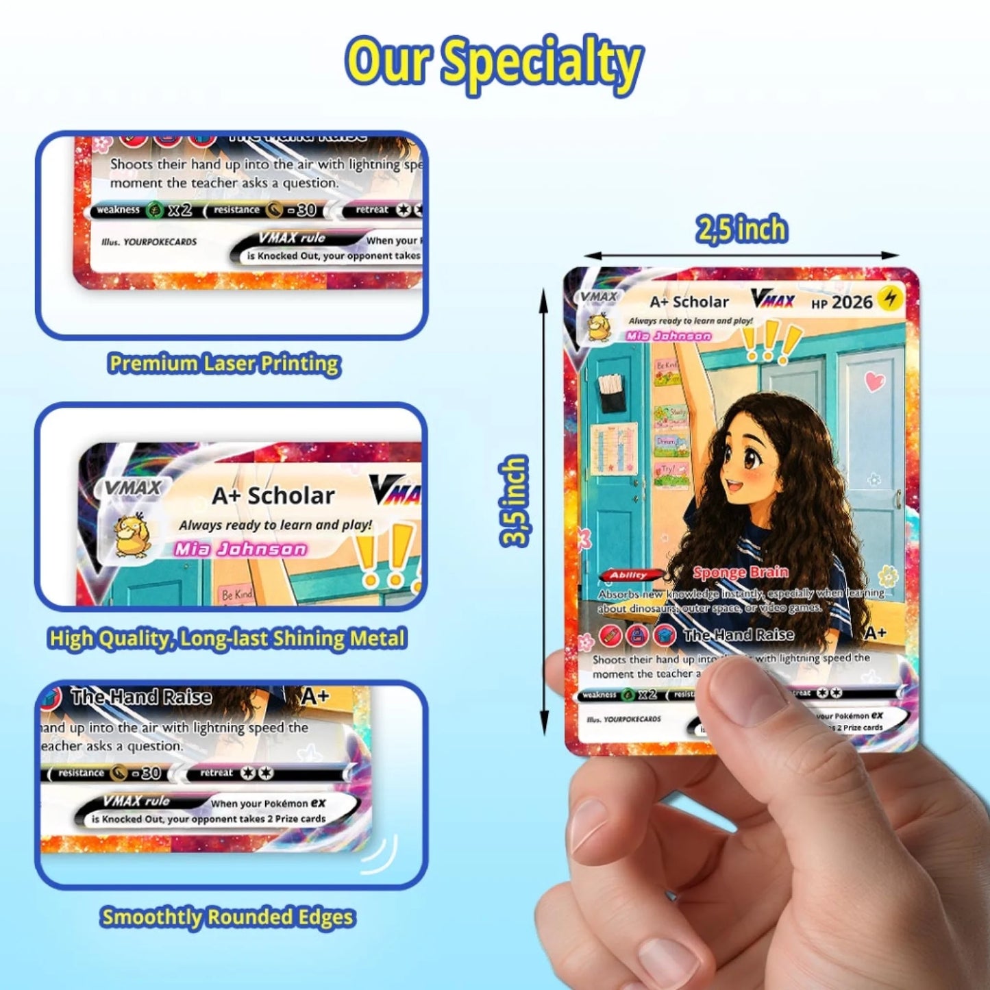 Custom Pokemon Card Back to School Gift, First Day of School Keepsake, Personalized Kids Trading Card - YPC-80 (2)