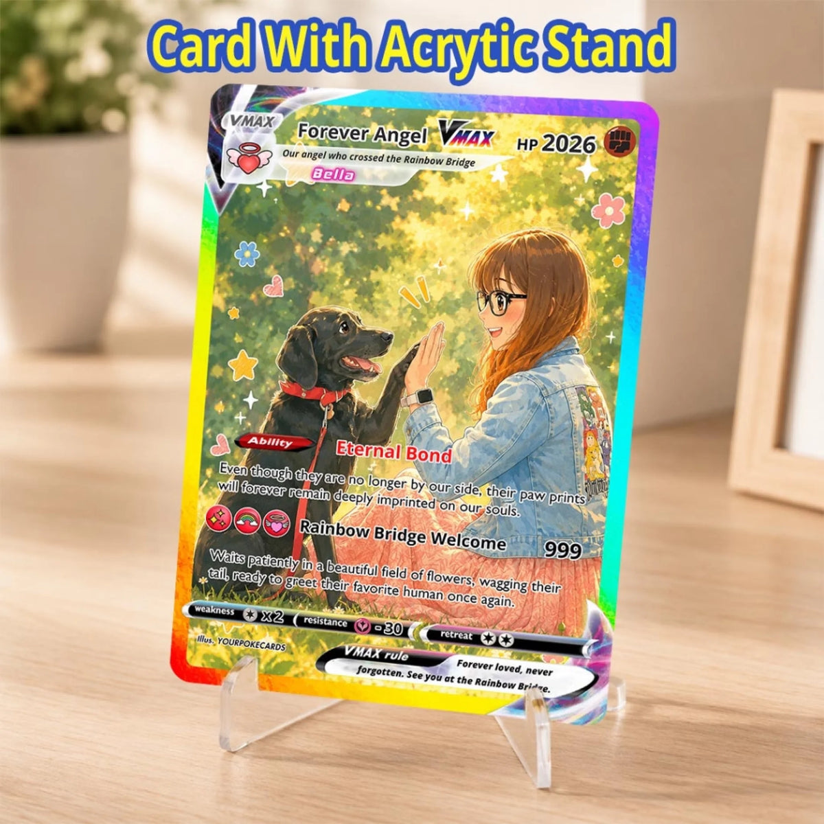 Custom Pokemon Card Pet Memorial Gift, Rainbow Bridge Dog Remembrance Keepsake, Personalized In Loving Memory Trading Card - YPC-77 (1)