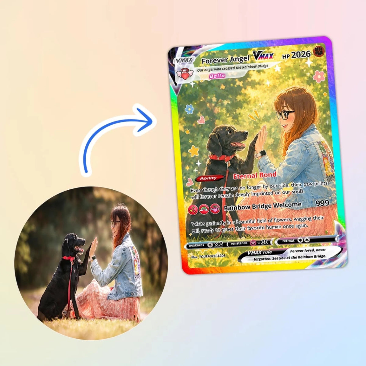 Custom Pokemon Card Pet Memorial Gift, Rainbow Bridge Dog Remembrance Keepsake, Personalized In Loving Memory Trading Card - YPC-77 (4)