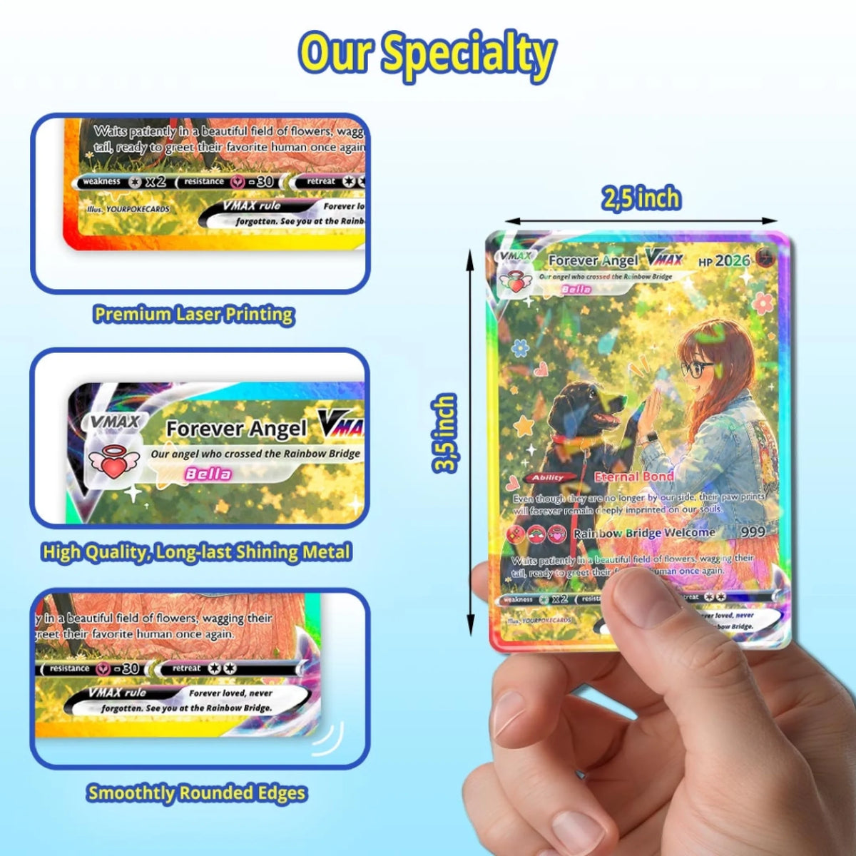 Custom Pokemon Card Pet Memorial Gift, Rainbow Bridge Dog Remembrance Keepsake, Personalized In Loving Memory Trading Card - YPC-77 (2)