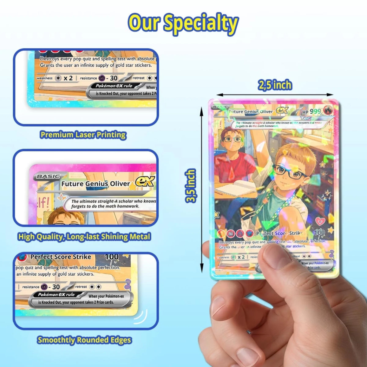 Back to School Custom Pokemon Card Classroom Genius Gift, Personalized Straight-A Student Trading Card - YPC-75 (1)