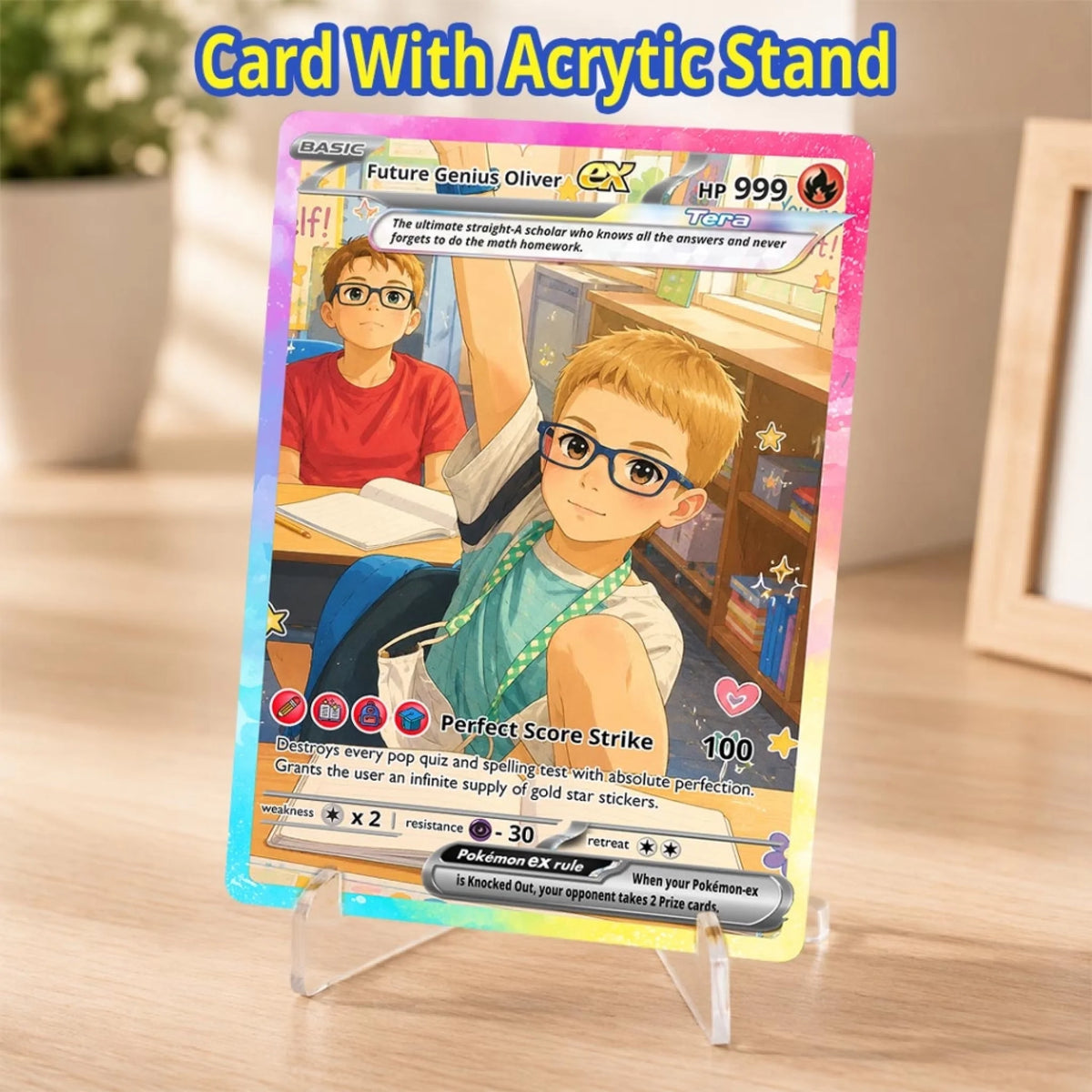 Back to School Custom Pokemon Card Classroom Genius Gift, Personalized Straight-A Student Trading Card - YPC-75 (6)