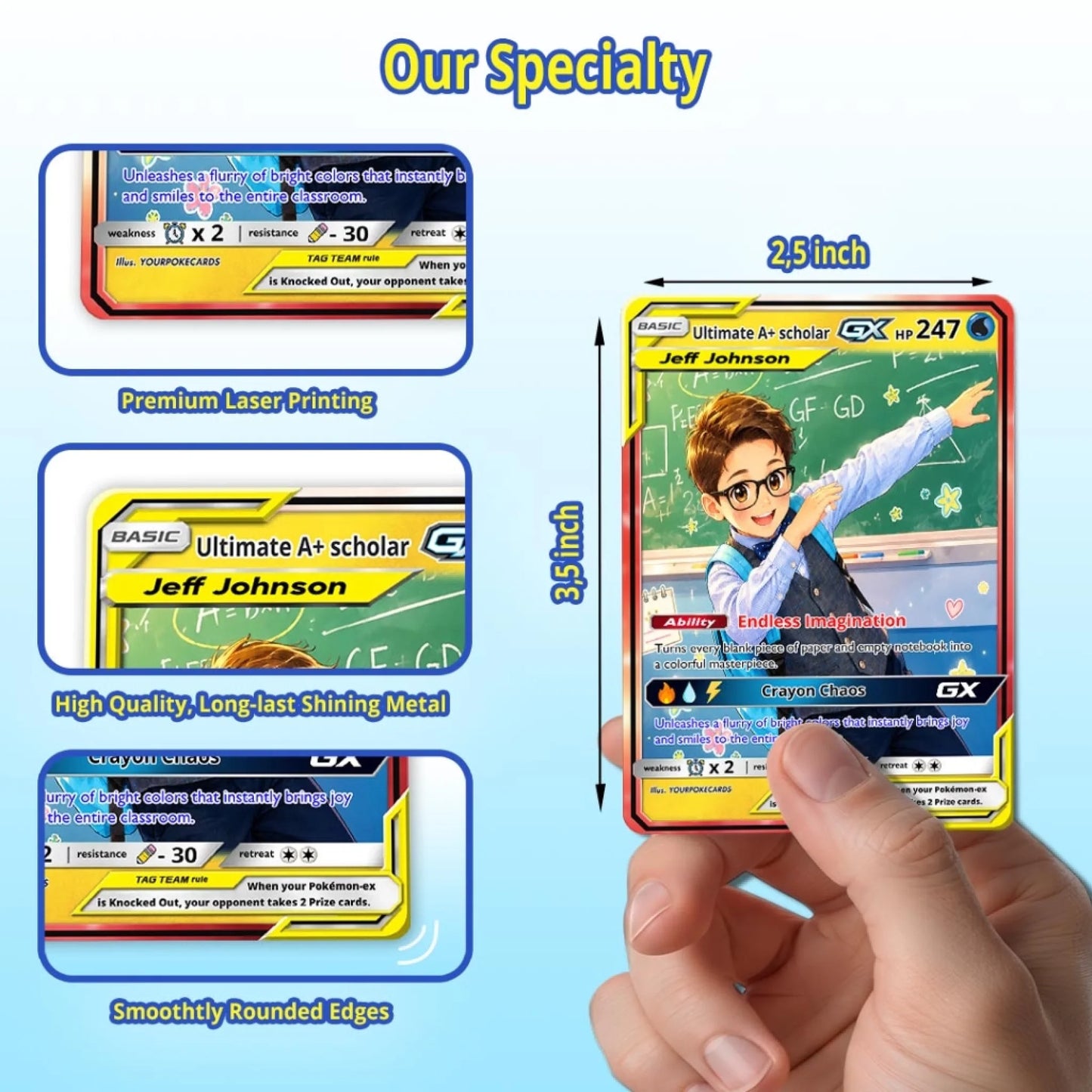 Custom Pokemon Card Back to School Gift, First Day of School Keepsake, Personalized Kids Trading Card - YPC-81 (1)