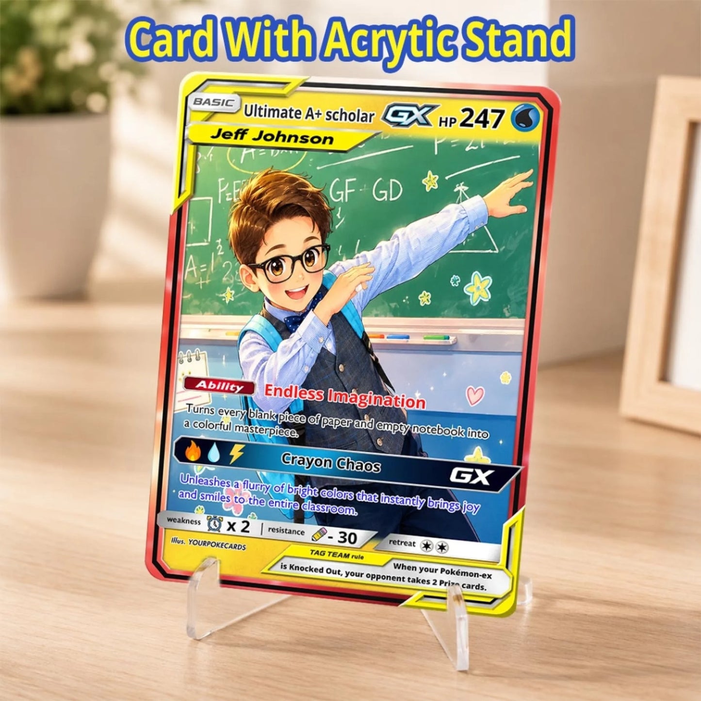 Custom Pokemon Card Back to School Gift, First Day of School Keepsake, Personalized Kids Trading Card - YPC-81 (7)