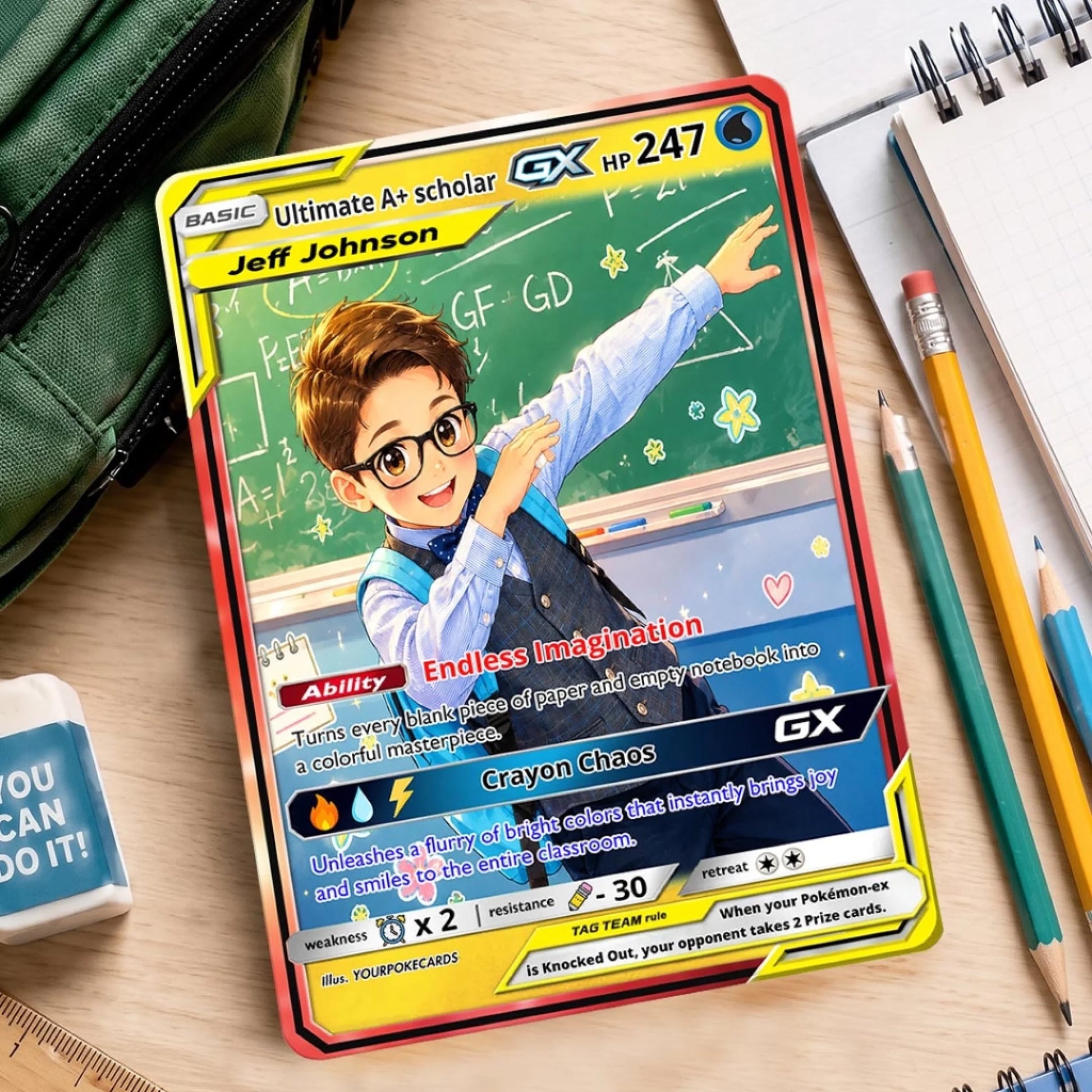 Custom Pokemon Card Back to School Gift, First Day of School Keepsake, Personalized Kids Trading Card - YPC-81 (4)