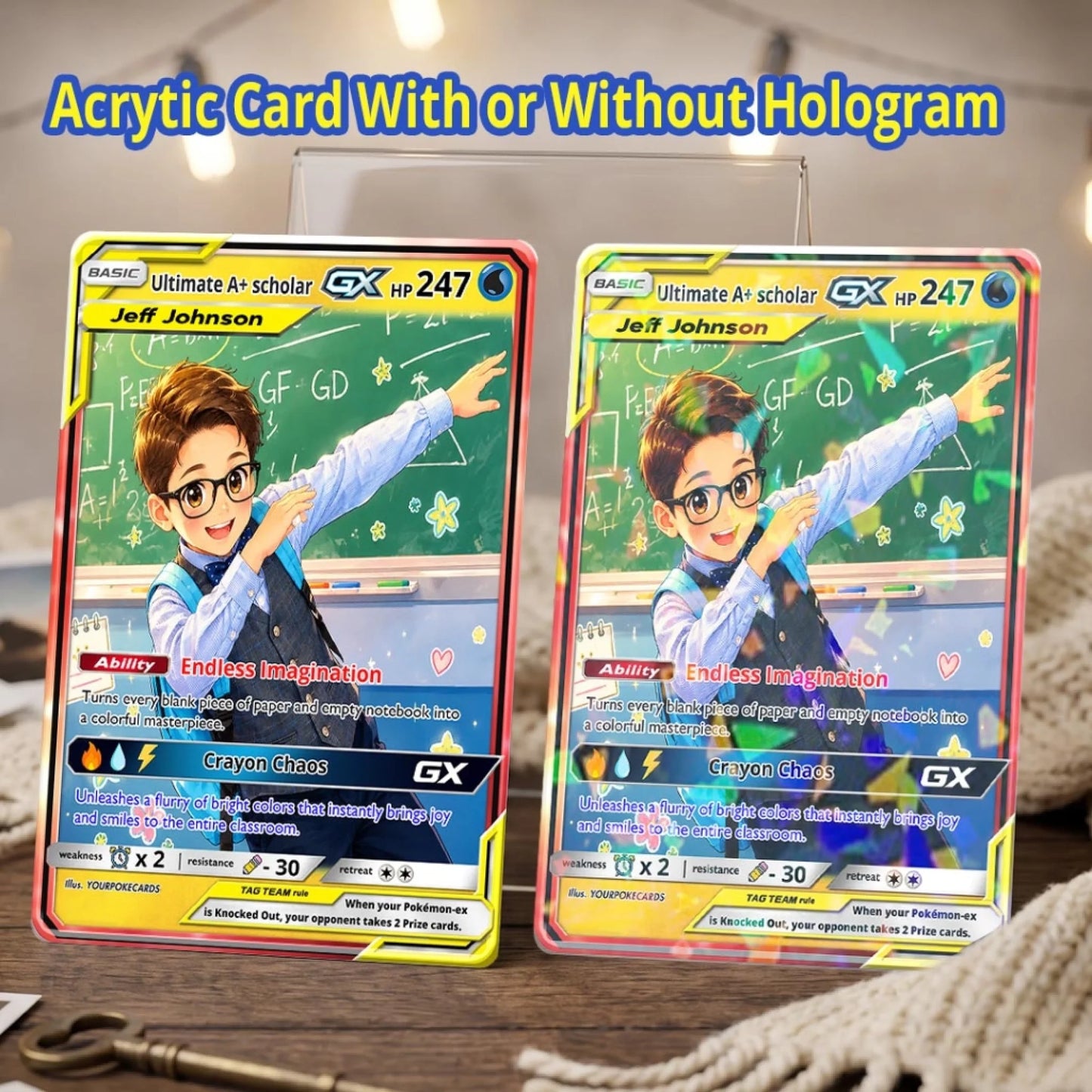 Custom Pokemon Card Back to School Gift, First Day of School Keepsake, Personalized Kids Trading Card - YPC-81 (2)