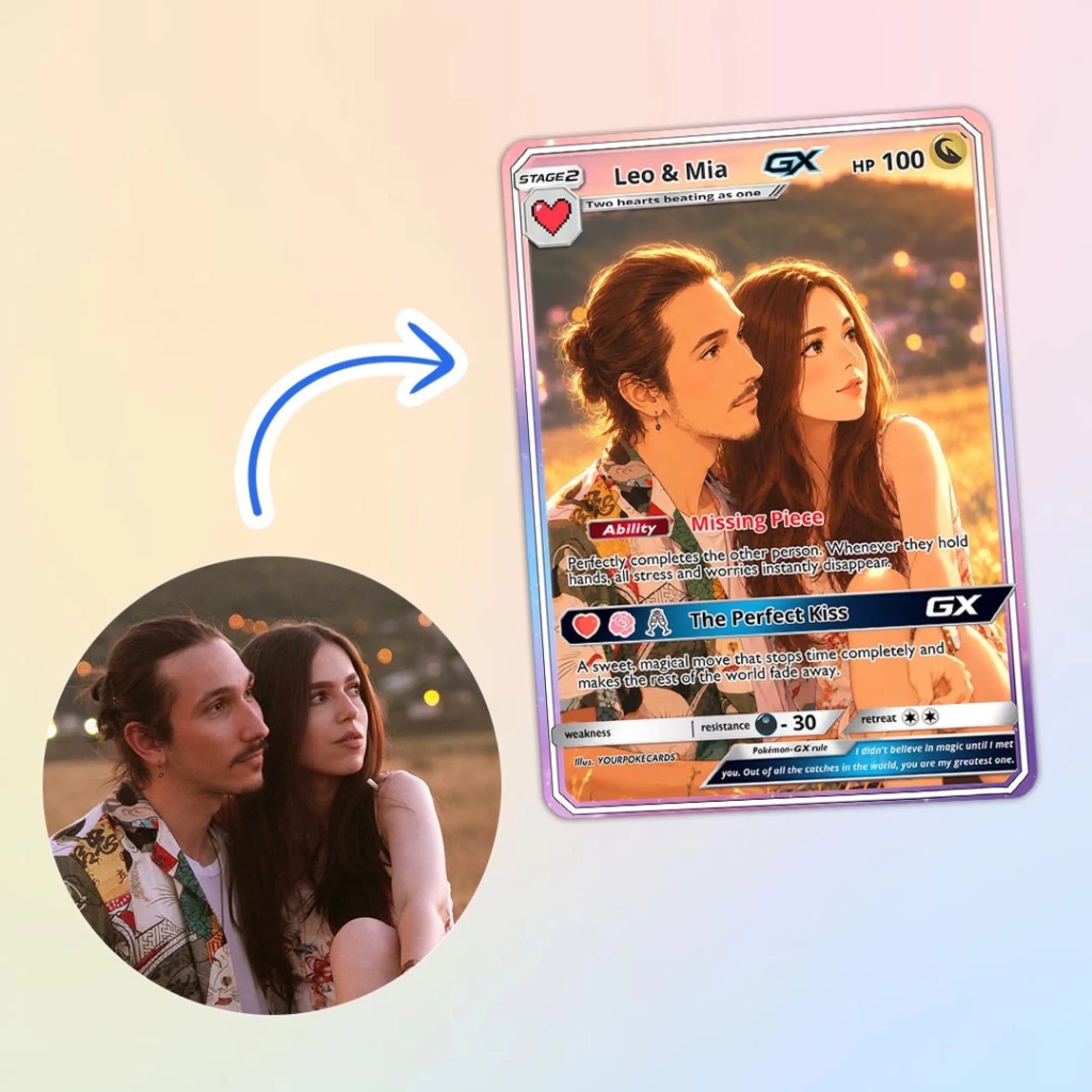 Custom Pokemon Card Couple Gift, True Love Personalized Trading Card, Romantic Anniversary Keepsake - YPC-83 (4)