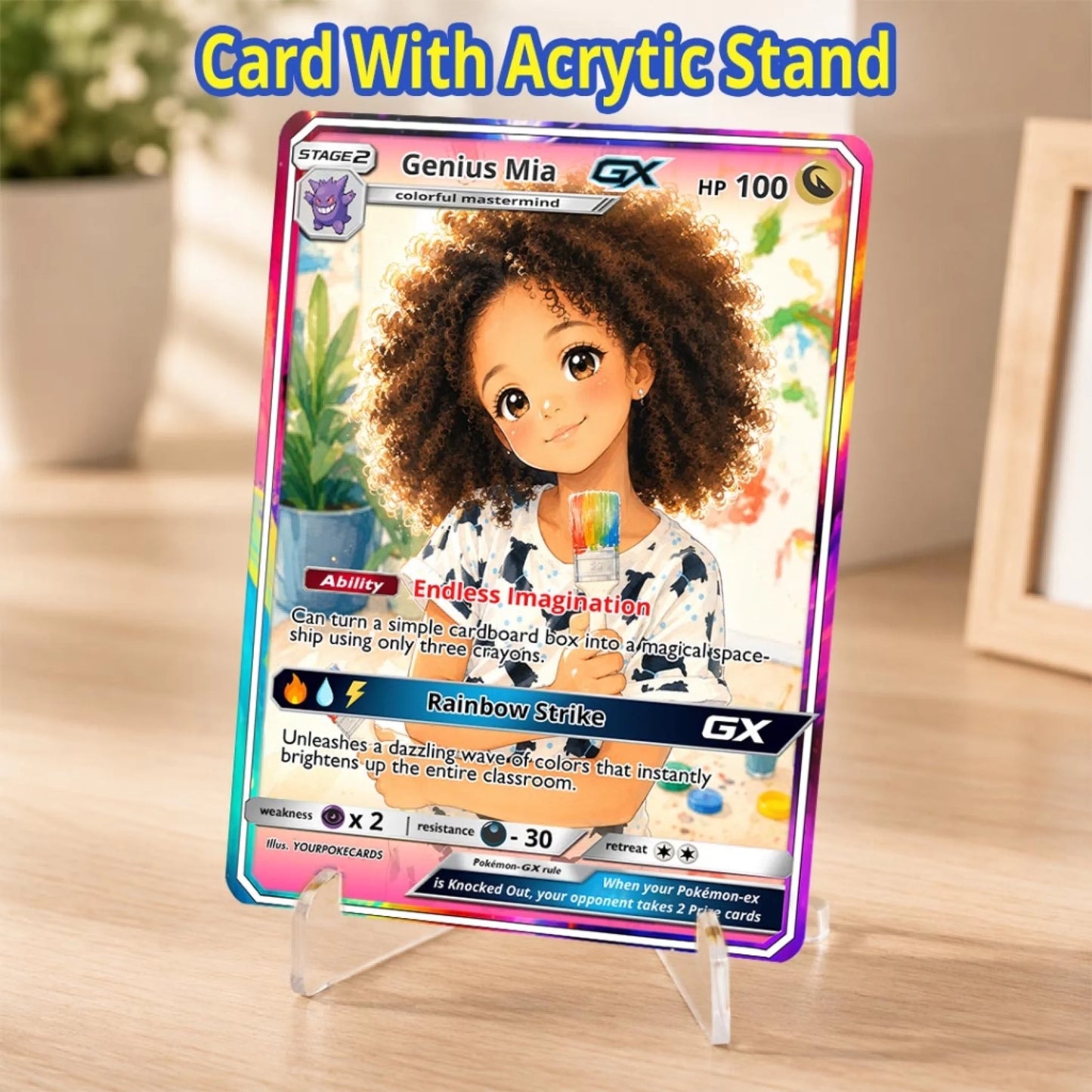 Custom Pokemon Card Back to School Gift, Little Artist Personalized Kids Trading Card, Creative Genius Keepsake - YPC-84 (1)