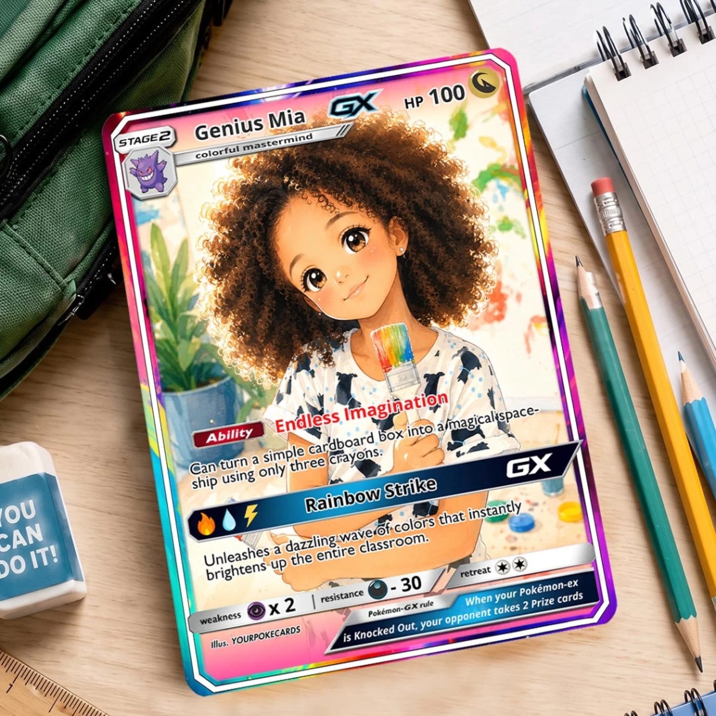Custom Pokemon Card Back to School Gift, Little Artist Personalized Kids Trading Card, Creative Genius Keepsake - YPC-84 (5)