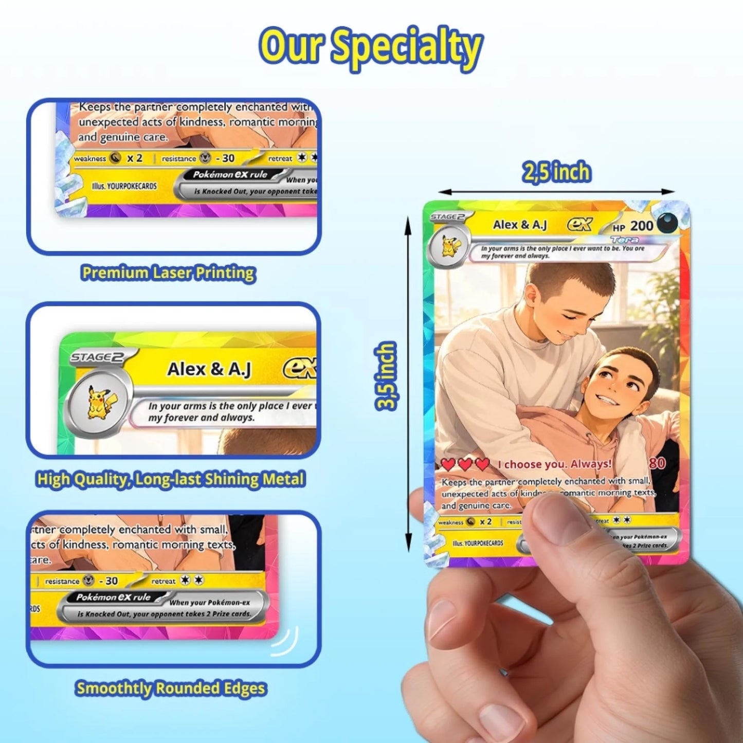 Custom Pokemon Card Couple Gift, Endless Love Personalized Trading Card, Romantic Anniversary Keepsake - YPC-85 (1)