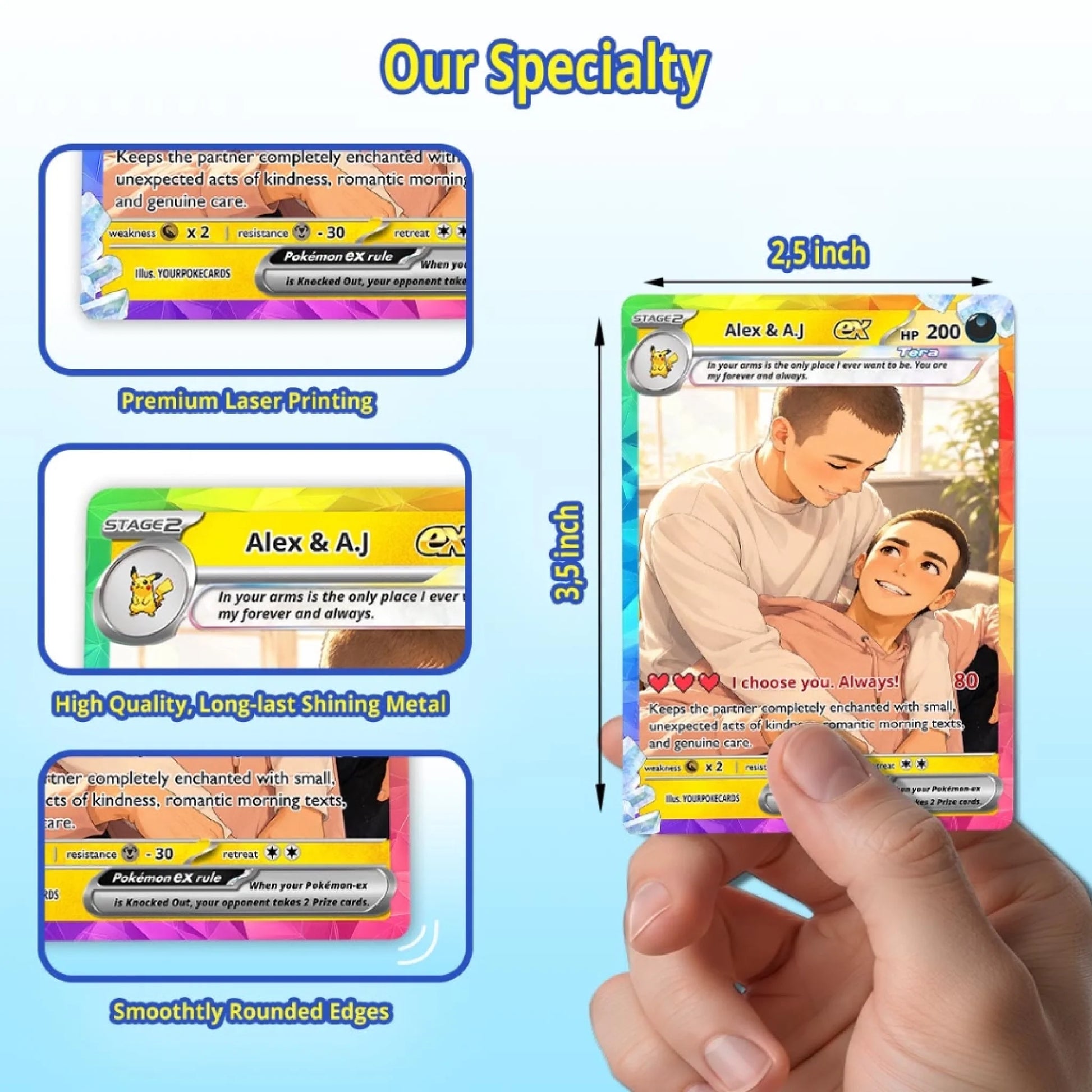 Custom Pokemon Card Couple Gift, Endless Love Personalized Trading Card, Romantic Anniversary Keepsake - YPC-85 (1)