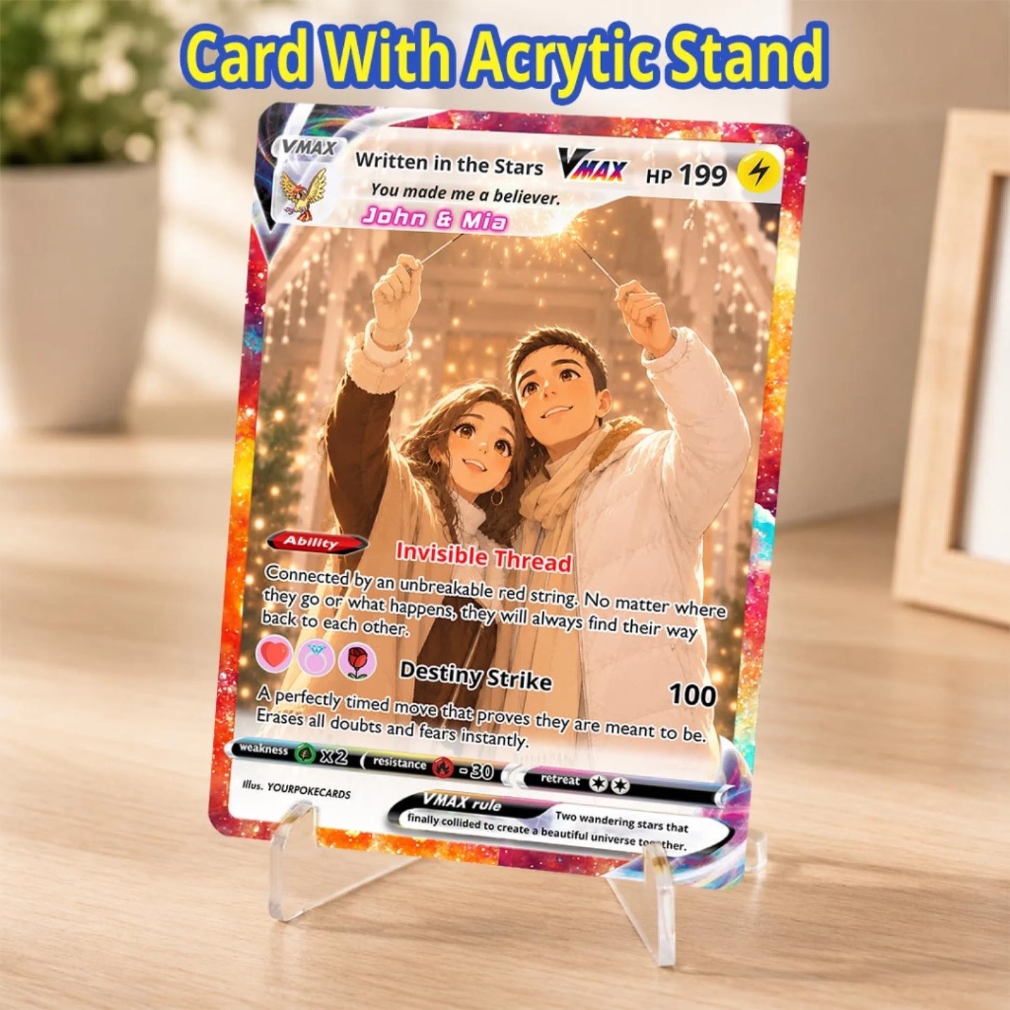 Custom Pokemon Card Couple Gift, Written in the Stars Personalized Trading Card, Cosmic Love Soulmate Keepsake - YPC-86 (7)