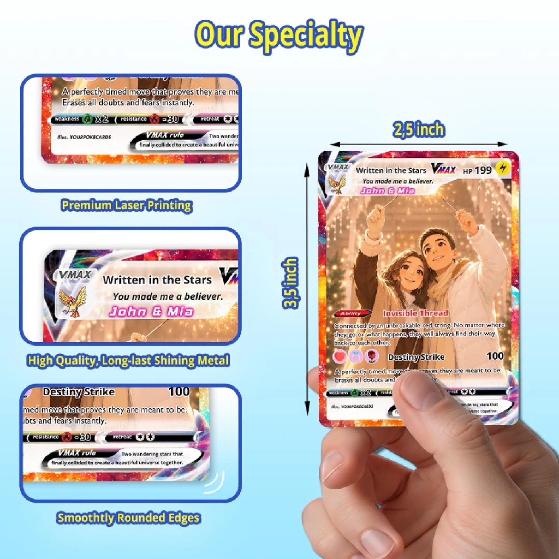 Custom Pokemon Card Couple Gift, Written in the Stars Personalized Trading Card, Cosmic Love Soulmate Keepsake - YPC-86 (1)
