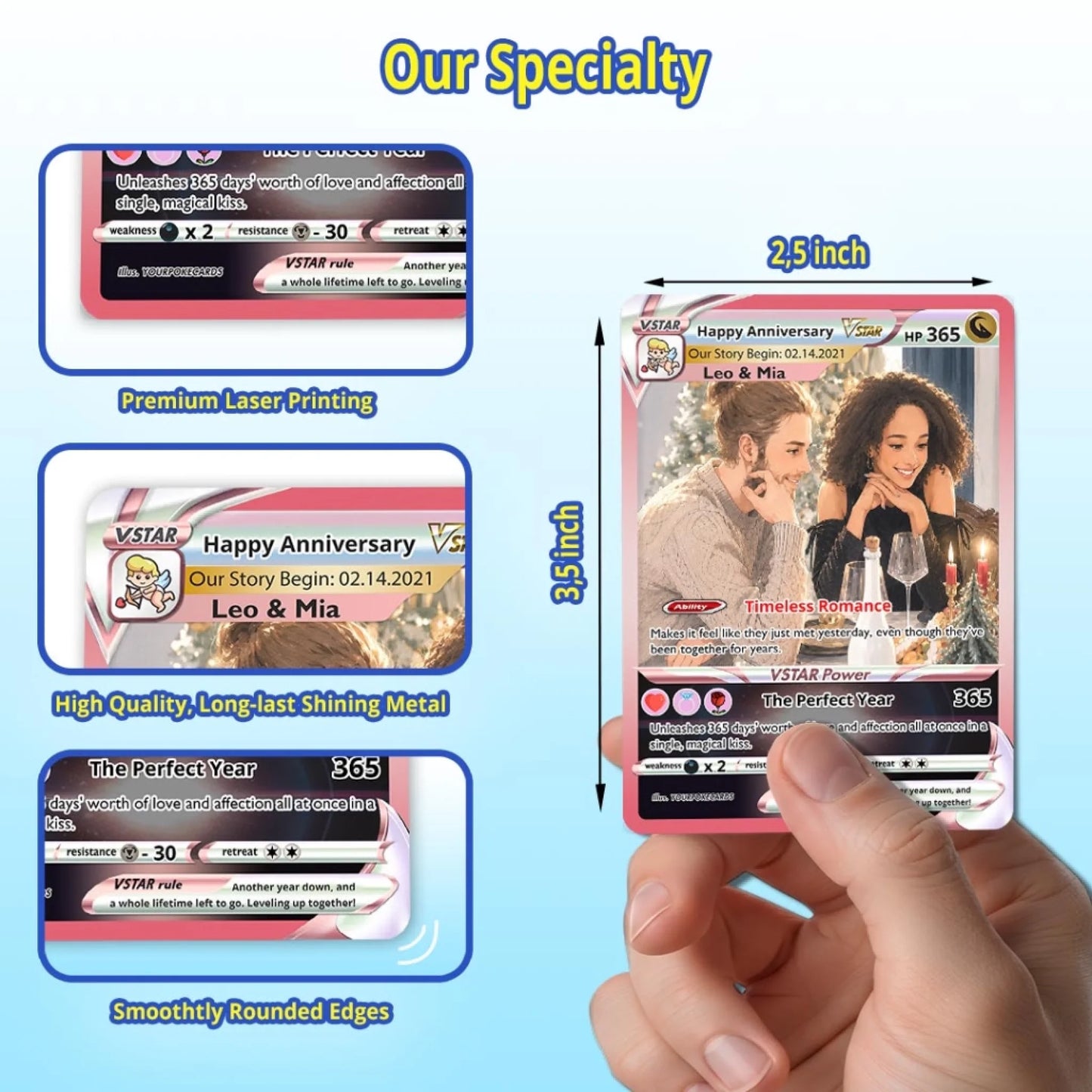 Custom Pokemon Card Anniversary Gift, Happy Anniversary Personalized Couple Trading Card, Milestone Keepsake - YPC-87 (7)